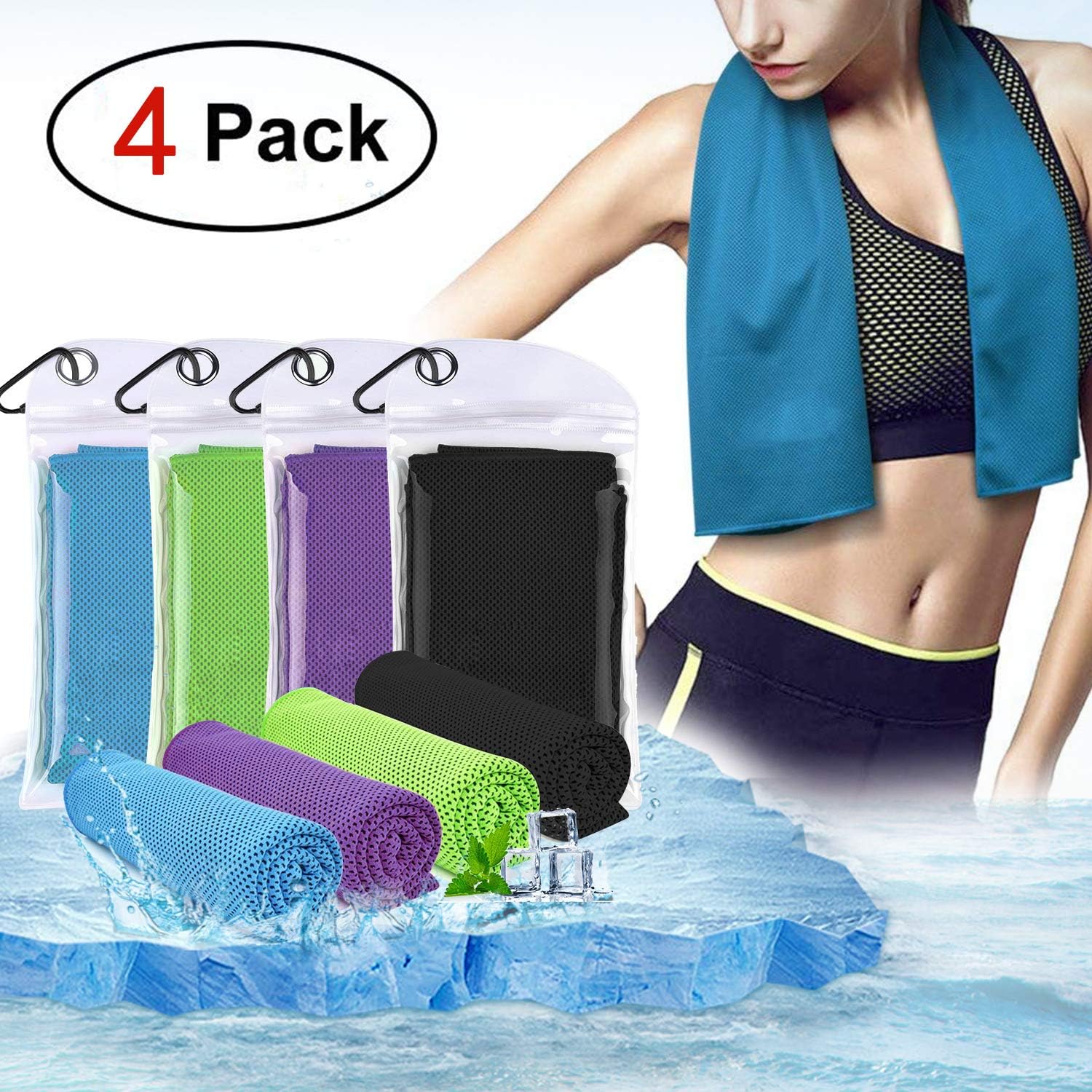Crenics Cooling Towel 40x12 Inches, Ice Towel, Soft Breathable Chilly Towel, Microfiber Towel for Yoga, Sport, Running, Gym, Workout,Camping, Fitness & More Activities