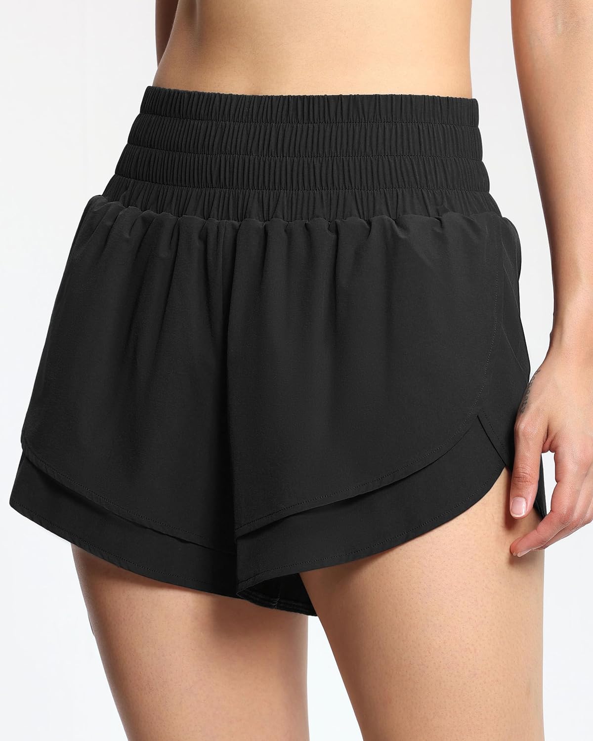 THE GYM PEOPLE Women's High Waisted Worktout Shorts Quick Dry Running Athletic Shorts with Mesh Liner Zipper Pocket - Image 3
