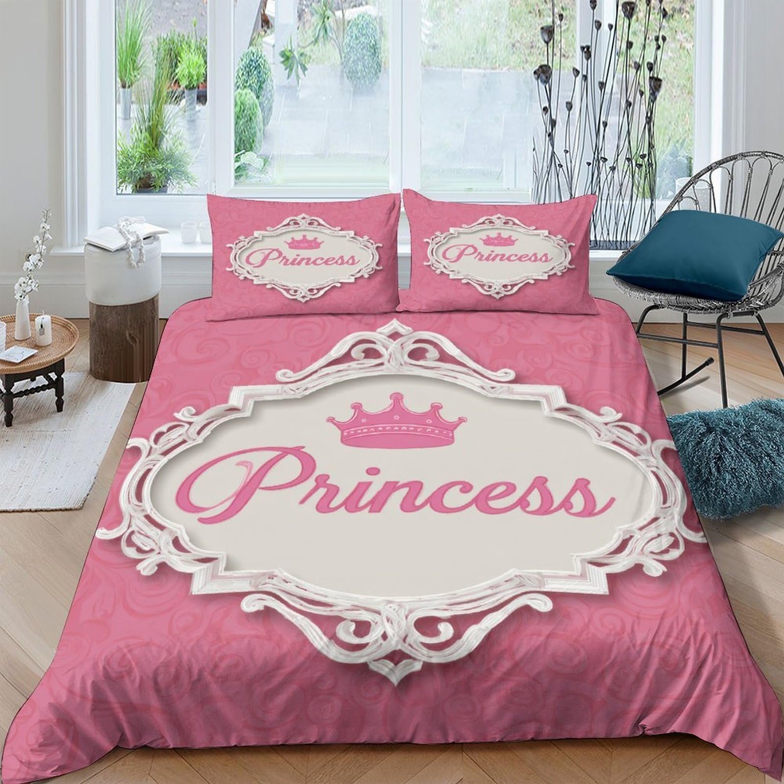 Ctjqhvkz Style-4 3D Printed Pink Princess Crown Fitted Sheet Microfiber Soft Slip-Resistant Bed Sheet For Bedroom Dorm Room Decor Single（135X200cm）