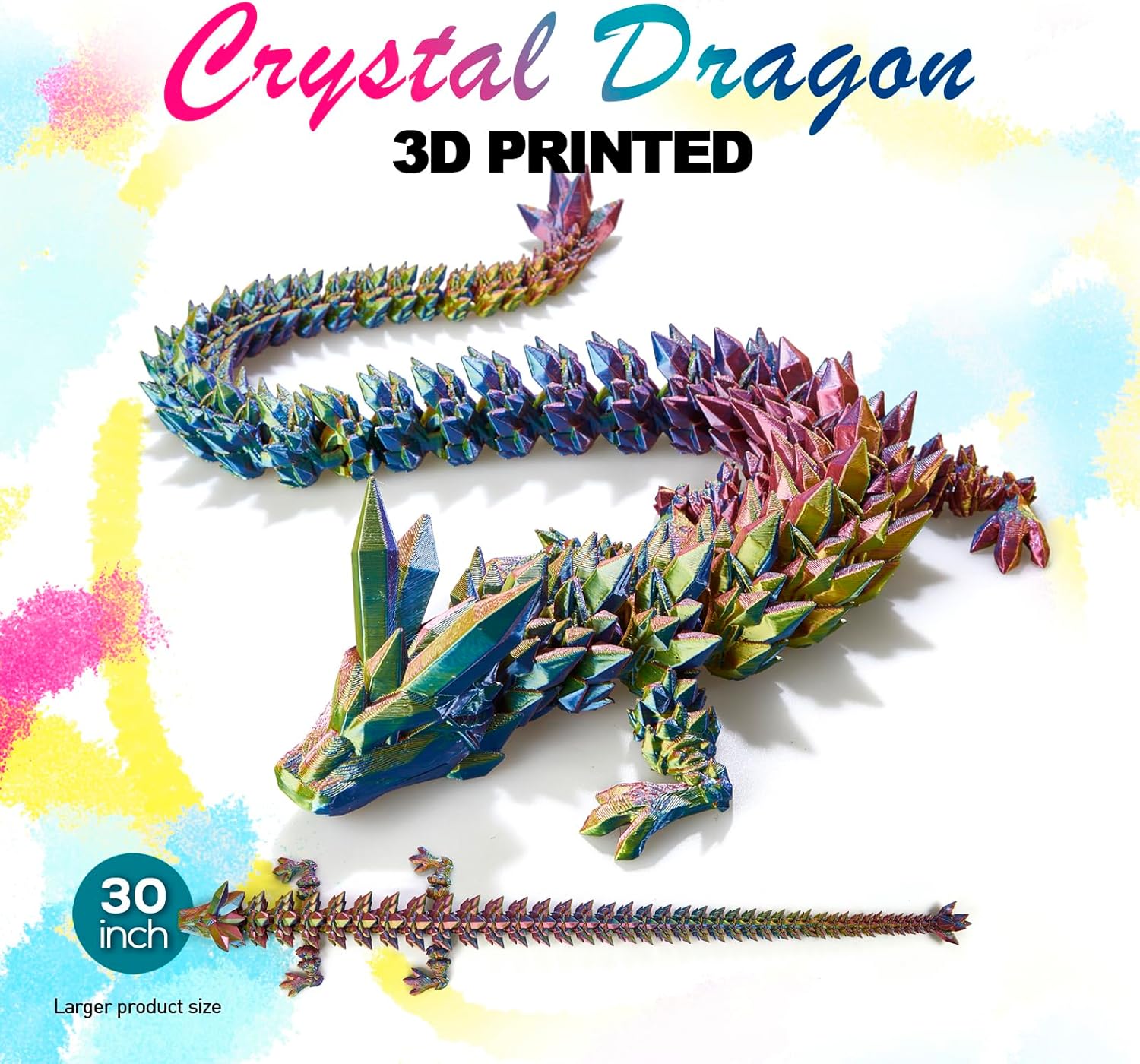 30" Large 3D Printed Dragon, Big 3D Dragon,Giant 3-d Printed Dragons Toy, Huge 3D Dragons for Home Office Executive Desk Decor,Surprised Gift for Girls Boys Kids Age 3-5 4-7 8-12