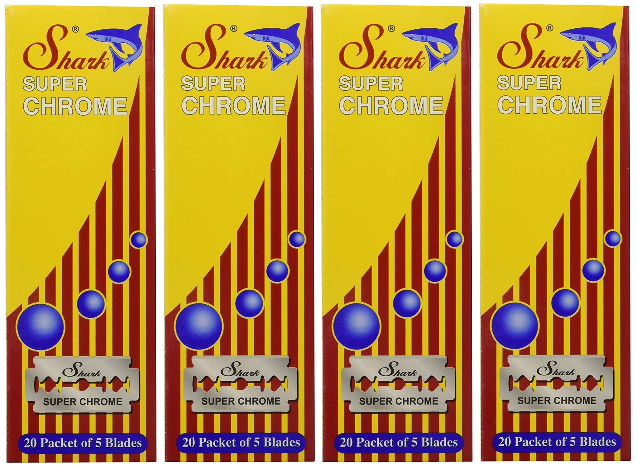 Shark Double Edge Safety Razor Blades, Super Chrome, 100 Count (Fоur Paсk, Super Chrome)