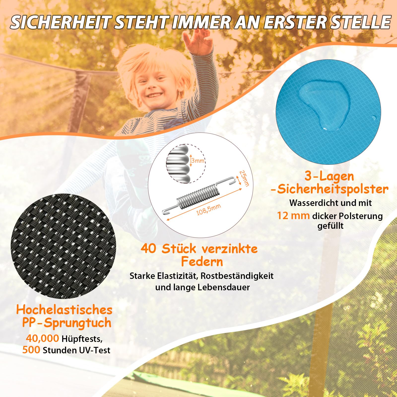 COSTWAY 3 in 1 Kindertrampolin, Fitness Trampolin Outdoor | Gartentrampolin rechteckig mit Schaukel & Reckstange, Trampolin mit Sicherheitsnetz für Kinder ab 3 Jahren