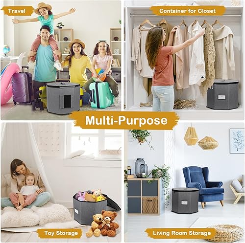 Miniatura 5 de Risapor Caja de almacenamiento para sombreros, cajas de sombreros para mujereshombres, caja plegable para sombreros de viaje con tapas, cajas