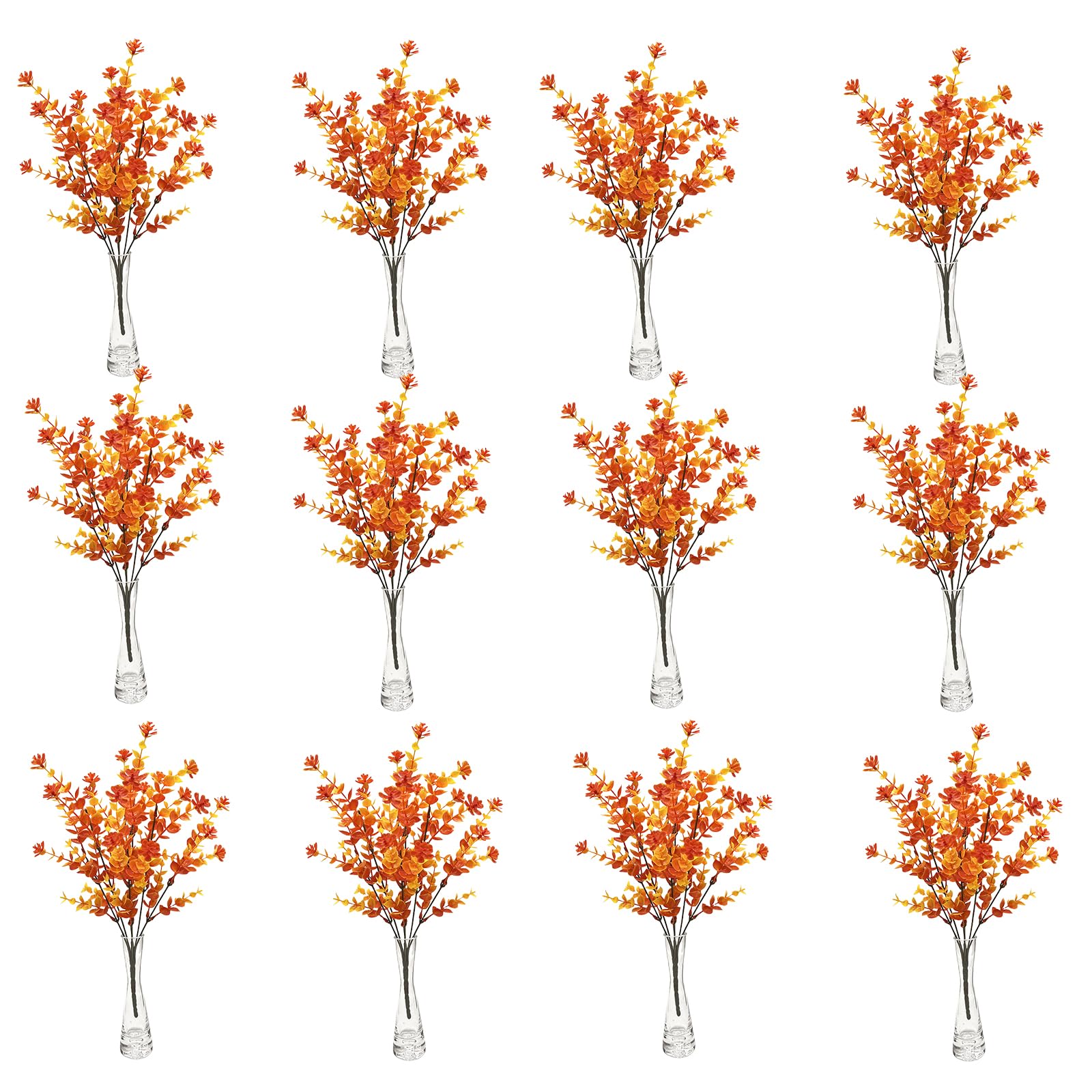 Nucelit 12Pcs 37cm Artificial Leaves Branch for Thanksgiving Party Centerpieces Home Decoration, Artificial Plant Leaves Brach Halloween Centerpieces