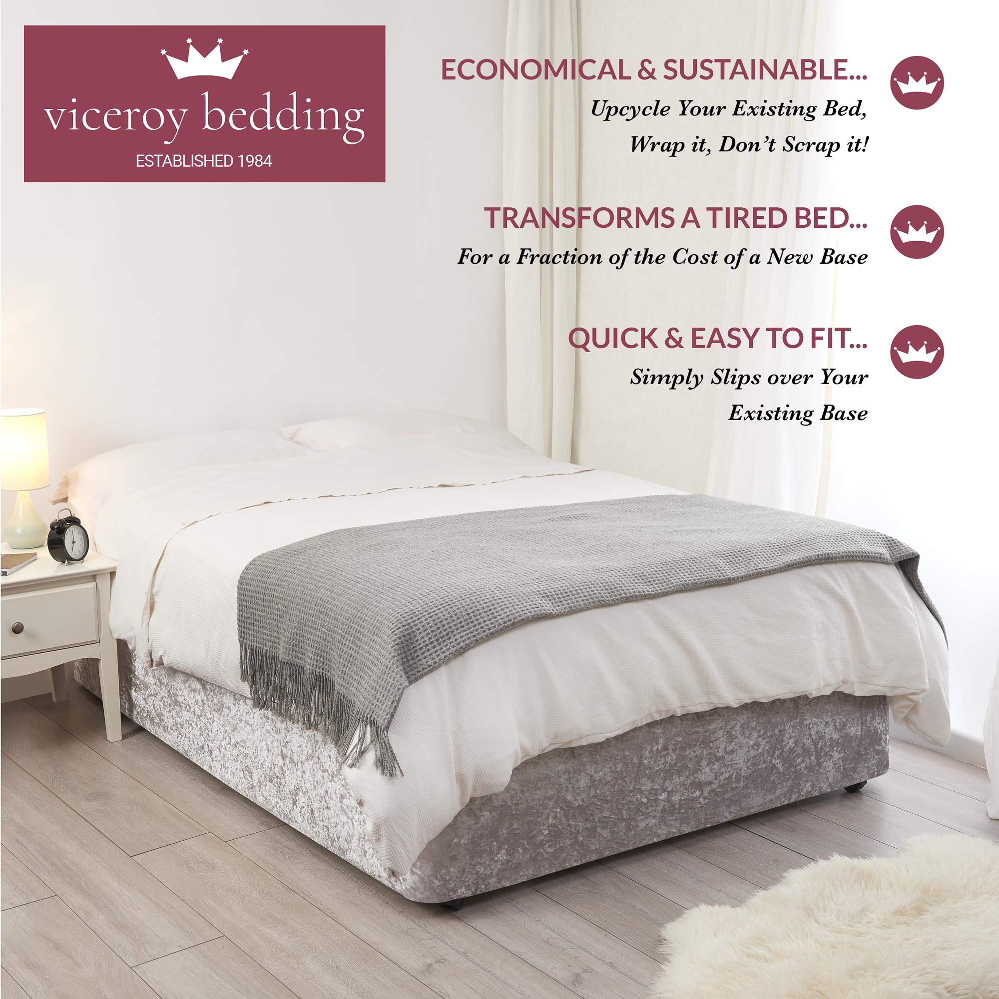 viceroy bedding BED WRAP Crushed Velvet Divan Bed Base COVER