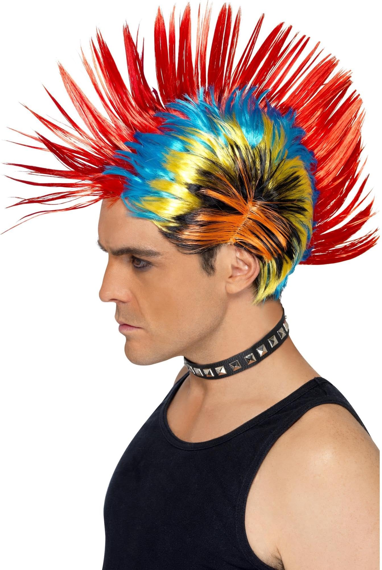 Smiffys 80s Street Punk Wig, Mohawk, Multi-Coloured, 1980's Fancy Dress, 1980s Dress Up Wigs Halloween