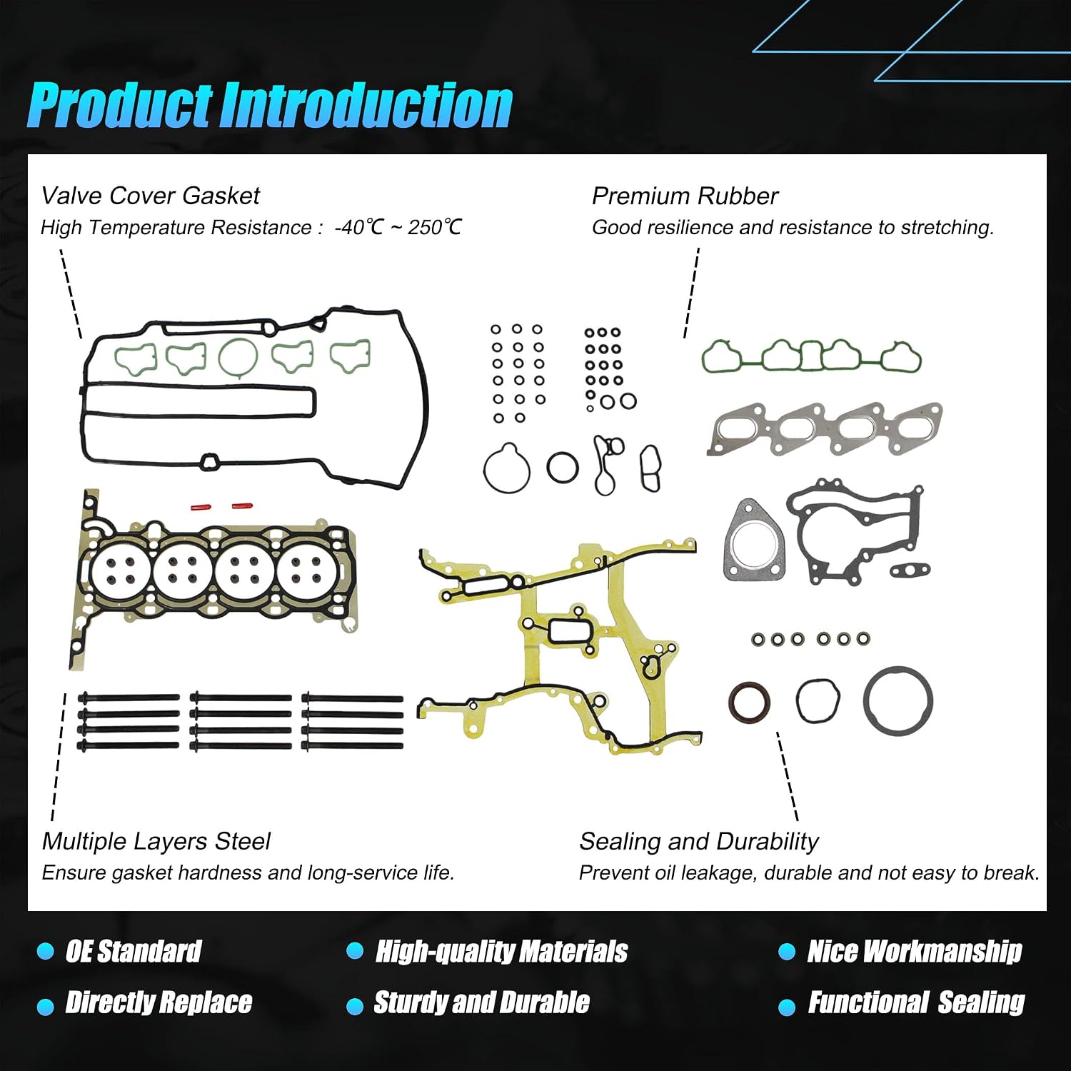 AUCERAMIC HS26540PT-1 Engine Cylinder Head Gasket Set with Bolts Fit 2011-2021 for Chevrolet Chevy Cruze Limited Sonic Trax Buick Encore 1.4L,HS31411 HSCV001 HS26540PT1 Full Head Gasket Kit HS54898