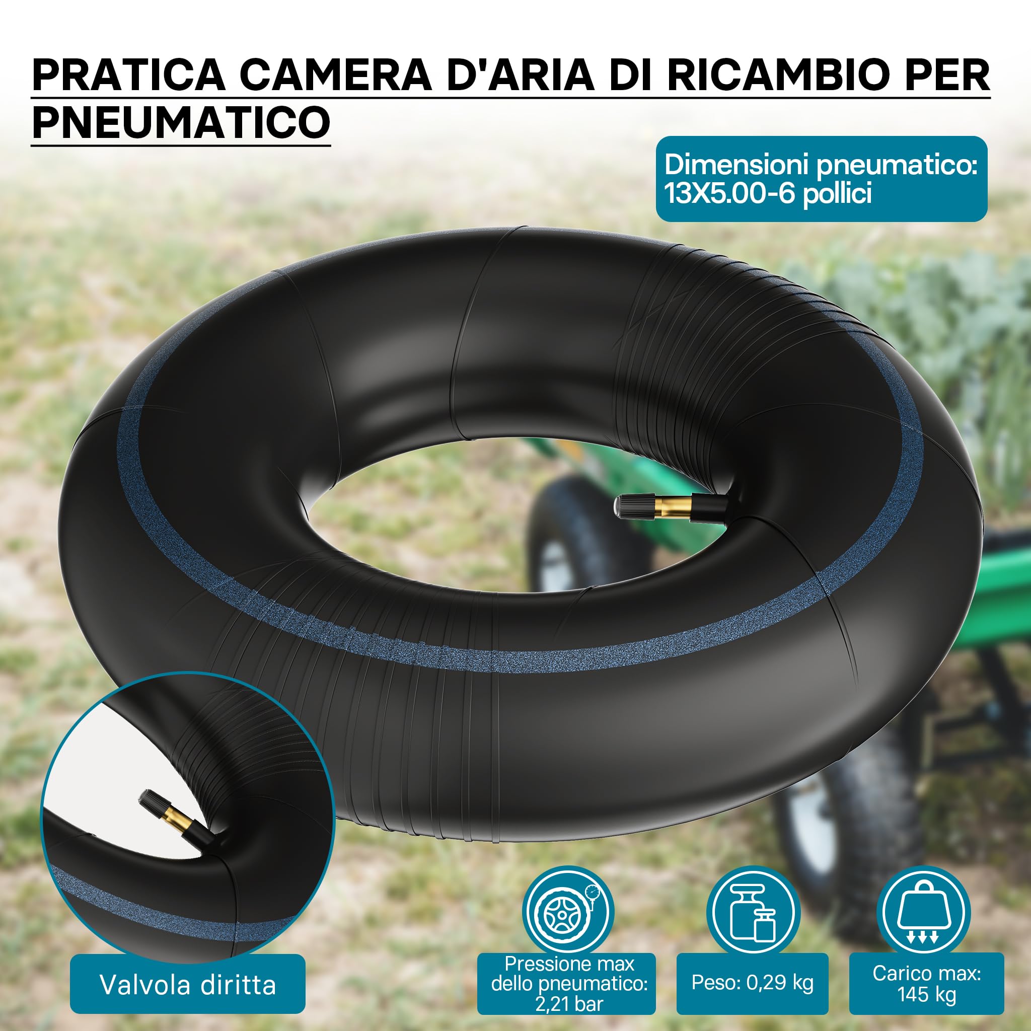 Camera d'aria per pneumatici trattorino rasaerba TR13 13x5.00-6