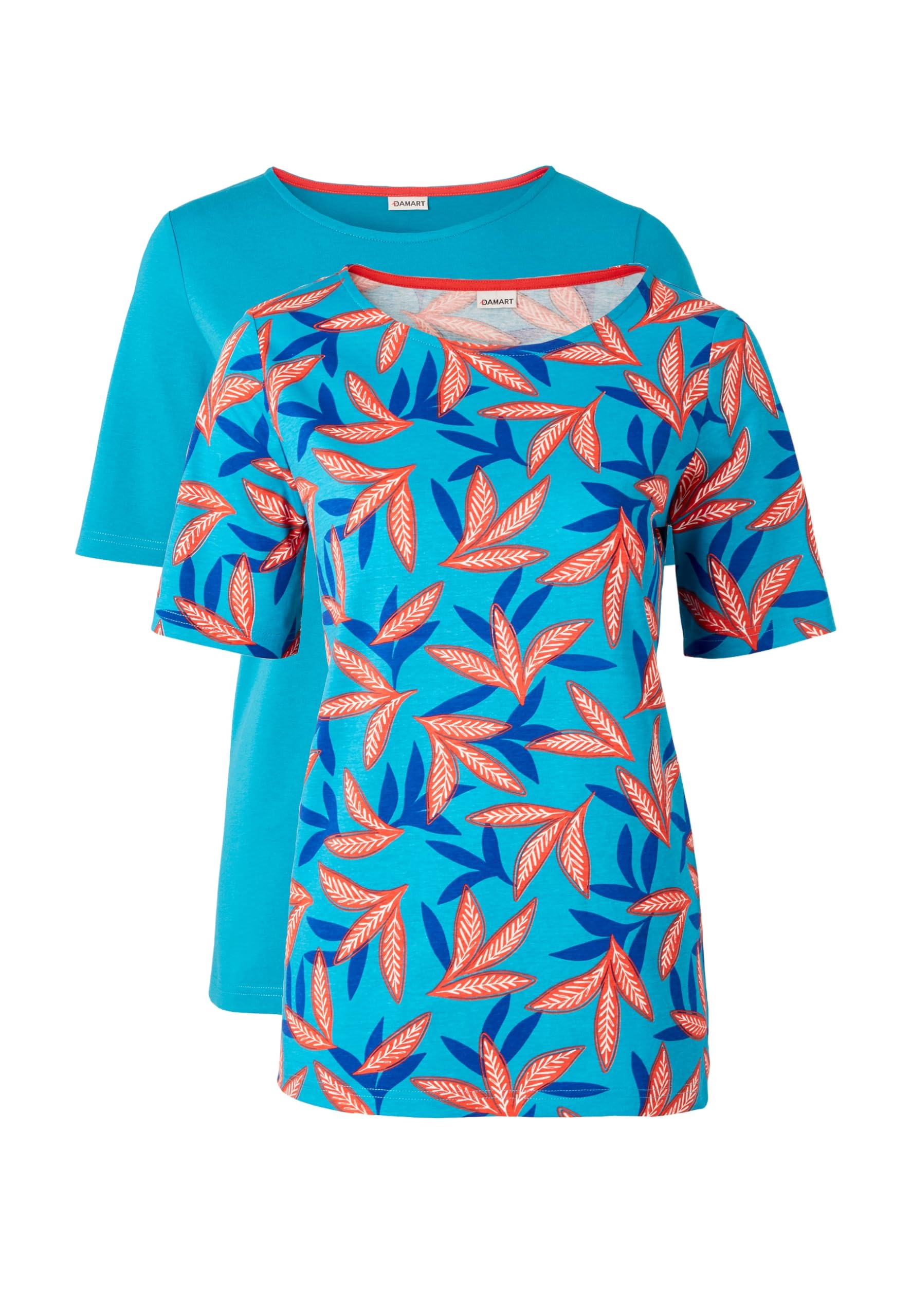 Damart Pack of 2 T-Shirts Women Boat Collar Short Sleeves Blue
