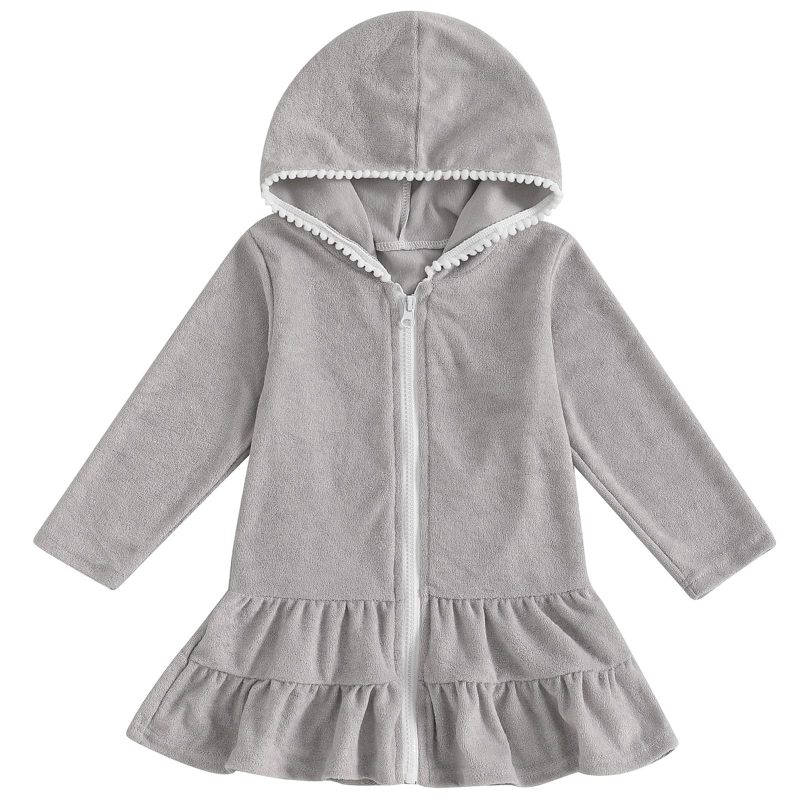 Mubineo Toddler Girl Long Sleeve Swimsuit Beach Dress Cute Cover Ups Ruffle Bathing Suit Cover Up Kimono Kids Swimwear