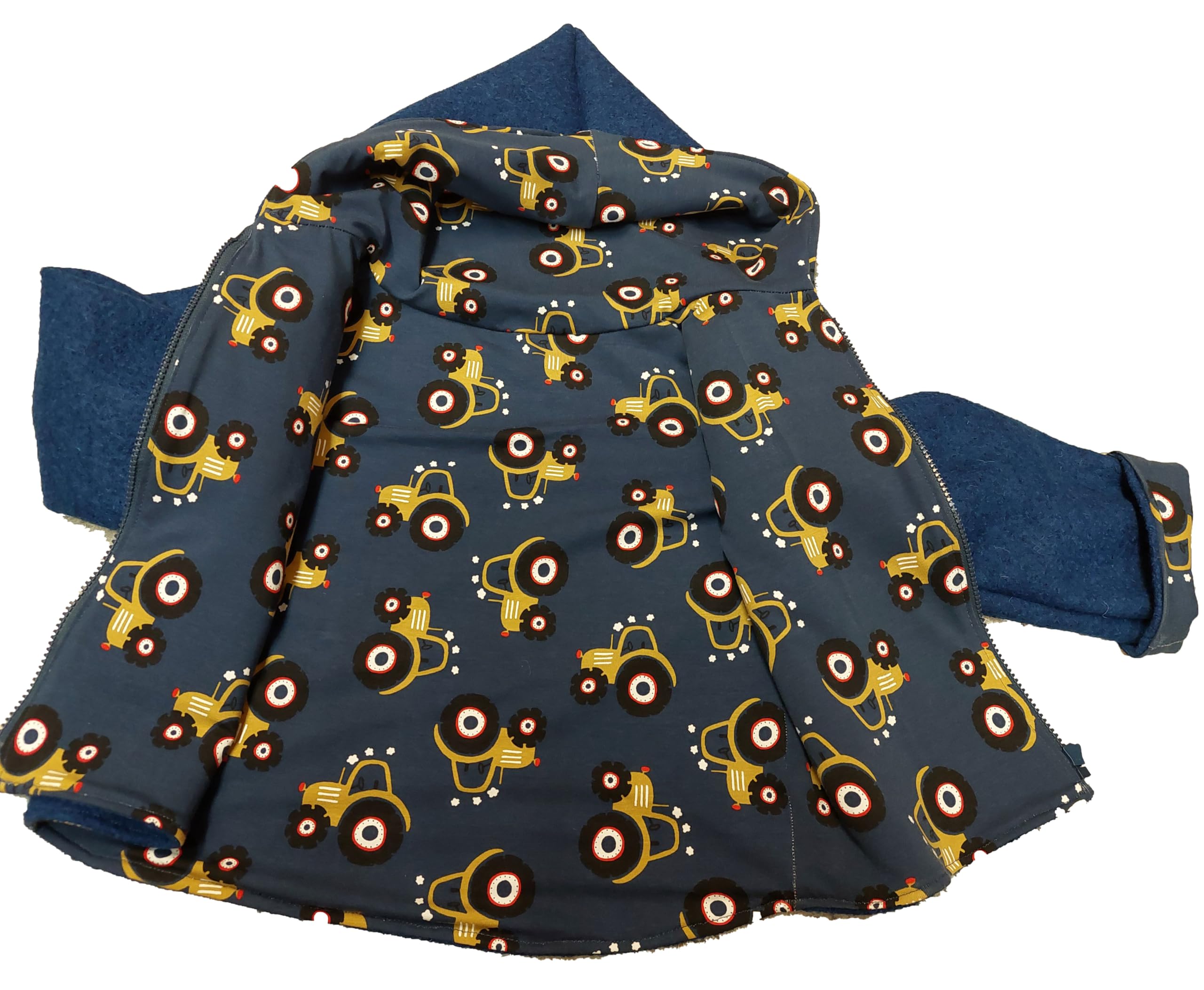 Wollwalkjacke Jacke Traktor Zipfeljacke Wendejacke Kapuze Baby Kinder Wollwalkjacke (98-104)