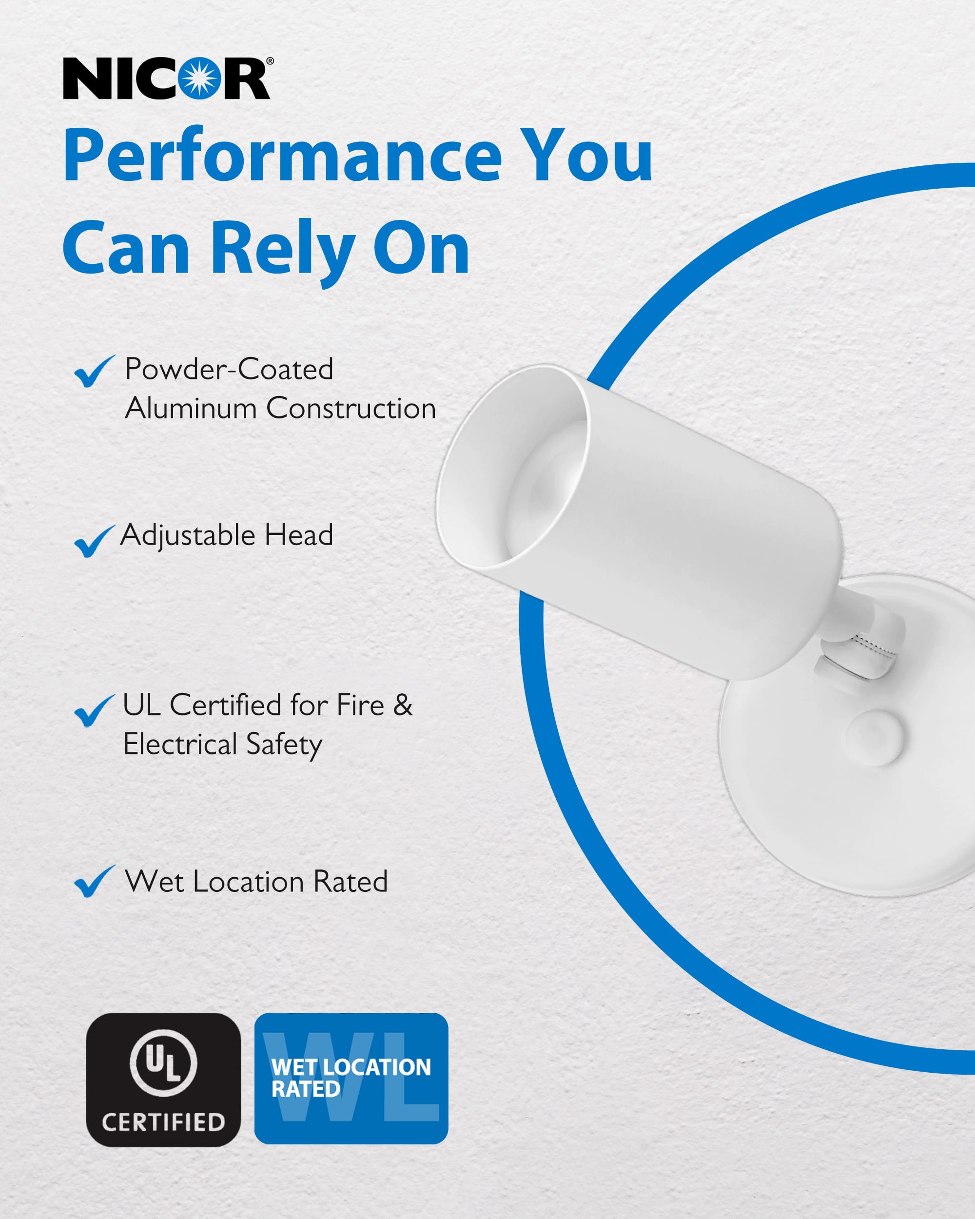 Nicor Lighting - Lámpara de bala ajustable