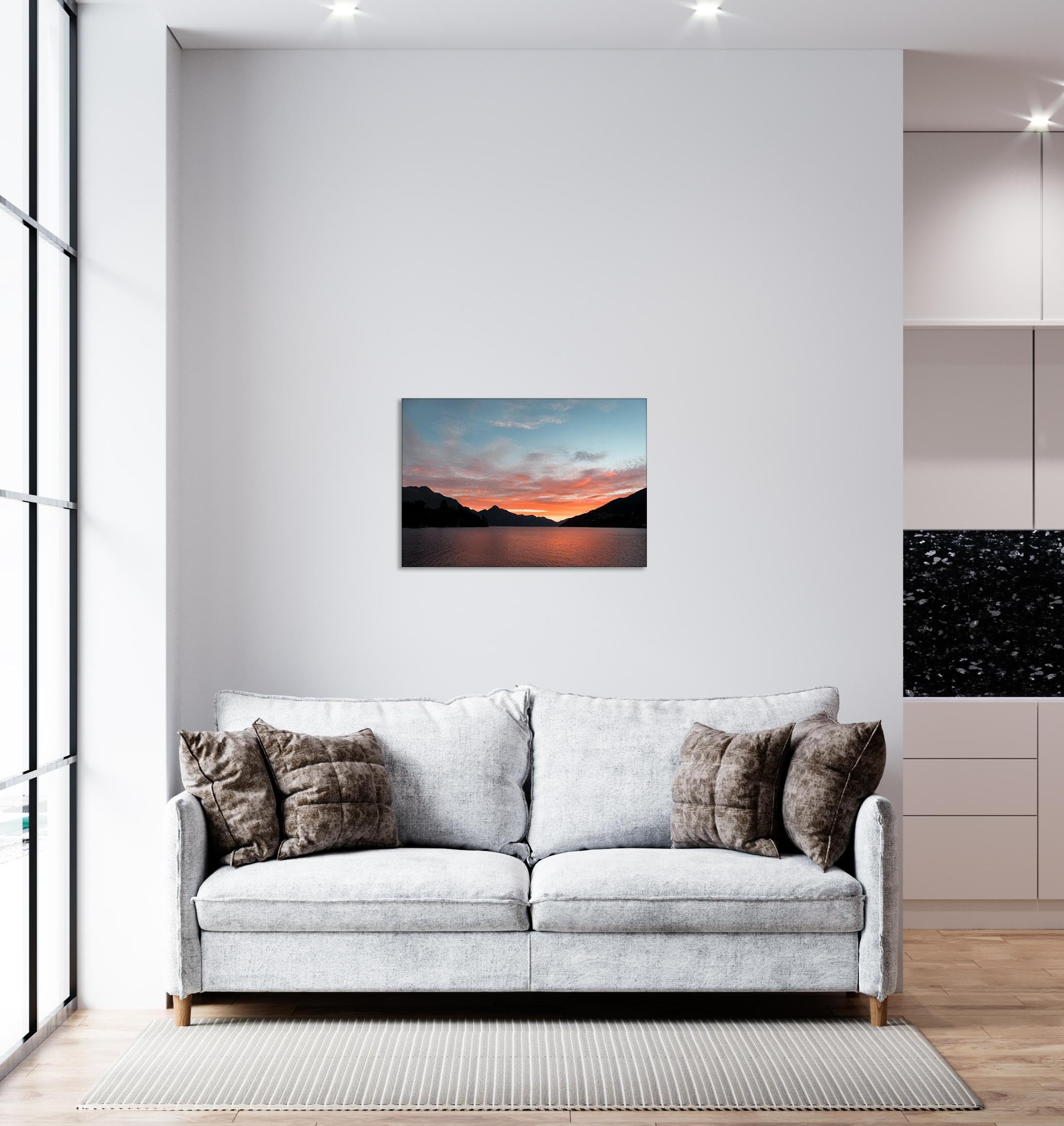 GRASKY Strand sonnenuntergang bild sonnenuntergang bild auf leinwand wandbilder landschaftsbilder mit rot Leinwandbilder Berge, Meere, WolkenWohnzimmer Deko Kunstdrucke 70X105cm(28x41in) Innenrahmen