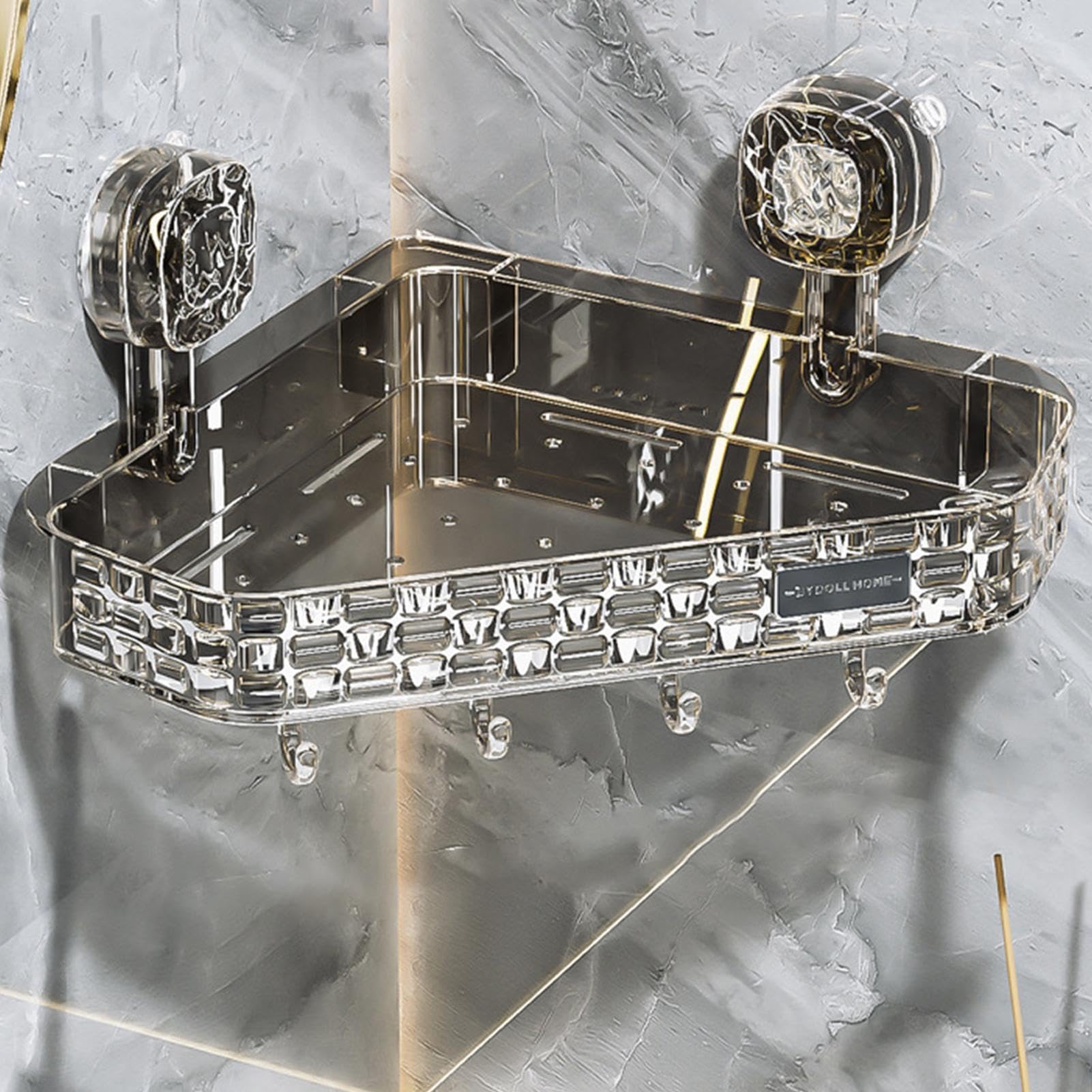 Estante de ducha con ventosa, estante de baño con ventosa, estante de almacenamiento de ducha triangular, organizador de ducha de montaje en pared para almacenamiento de baño, organizador de baño si