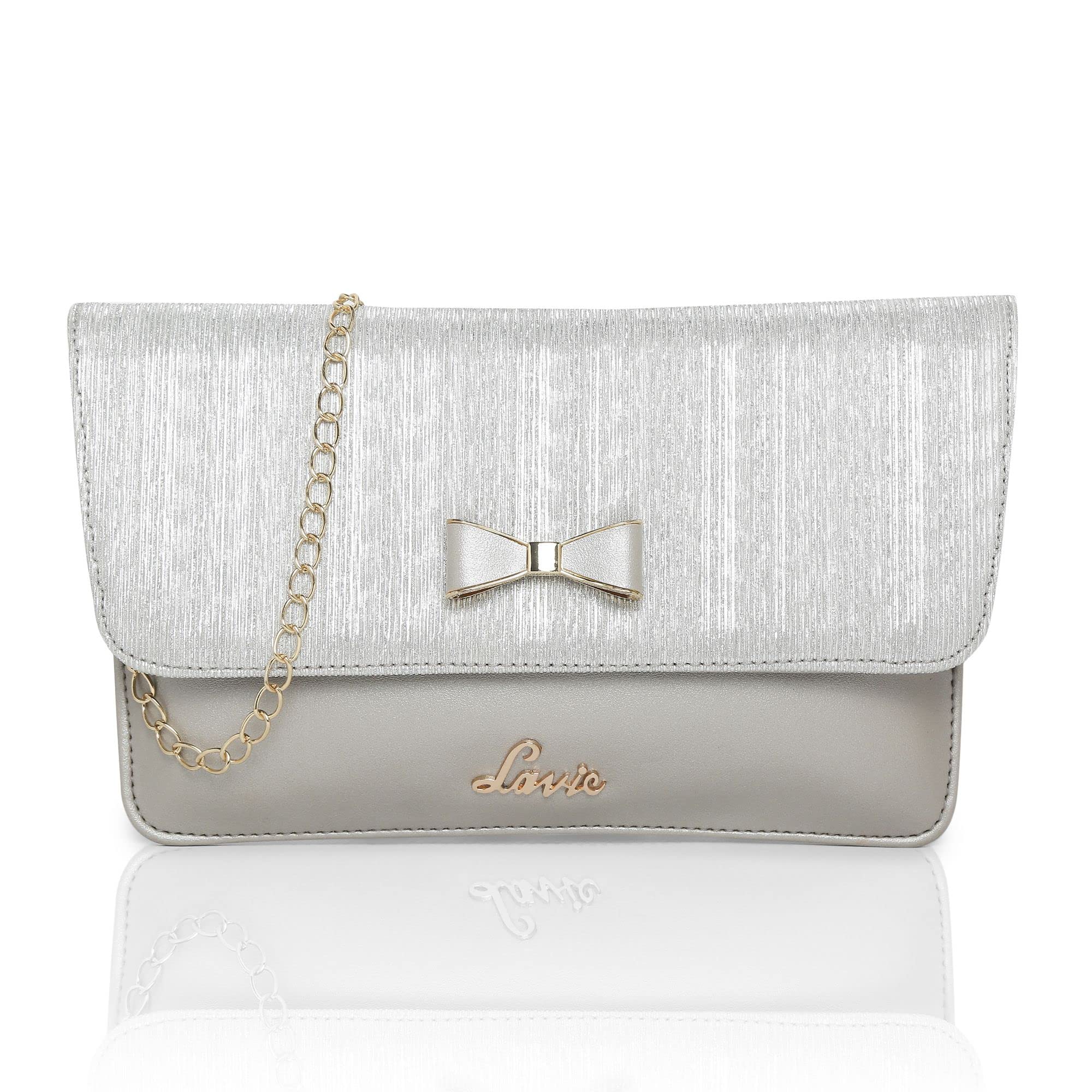 Lavie Womens Gilter Envelope Clutch | Ladies Purse Handbag, Silver (B094J4S2QX) Amazon Price History, Amazon Price Tracker