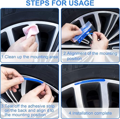 Miniatura 4 de OIIKI 80 calcomanías reflectantes para llantas de automóvil, tiras adhesivas para ruedas, accesorios reflectantes fluorescentes para exteriores,