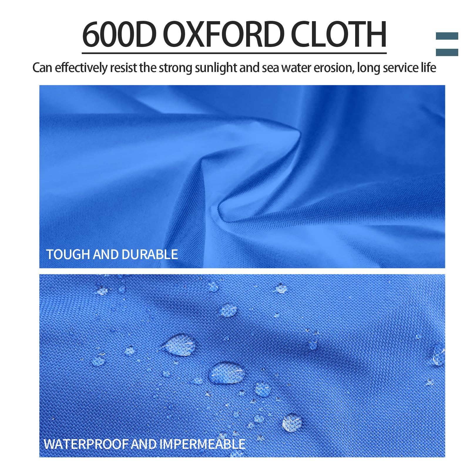 Bimini Top Copertura di ricambio 600D Bimini Top Copertura Antipioggia Tessuto Oxford Telo di ricambio per Top Bimini 3-4 fogli (Blue(3BOW 73"-78" W))