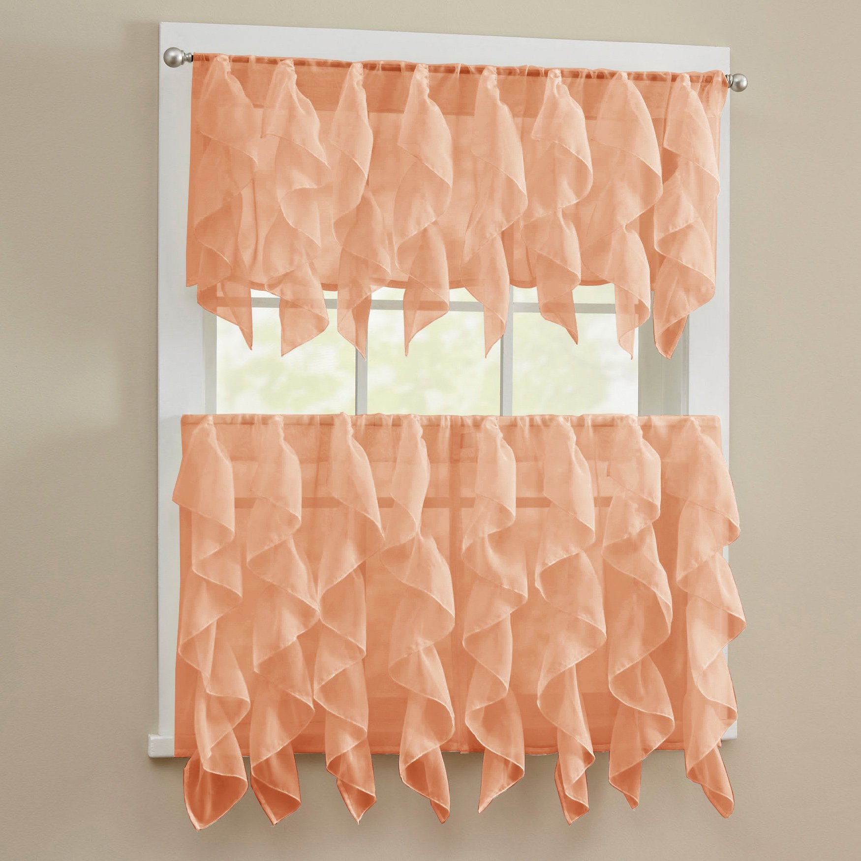 Sweet Home Collection Kitchen Curtains for Windows 40+ Styles &amp; Colors Swag, Valance, Tier Sets &amp; Panels Cafe Curtains for Farmhouse, Rustic, Modern Décor, Sheer Spice, 36" Tier Valance Set