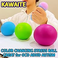 Vista 6 de Stretchy Dough Ball Squeeze Fidget Toy (1 Pack) Squishy Stress Balls for Kids and Adults, Funny and Soft Change Color Squeeze Ball, Squish Ball