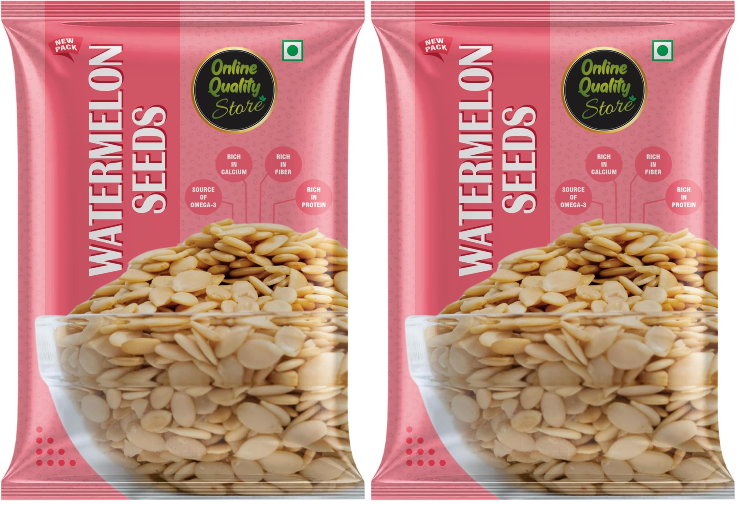 Image of Online Quality Store Watermelon Seeds 100gm Raw Unroasted for Eating with Rich in Protein, Potassium, Magnesium, Iron and Zinc (Pack of 2)