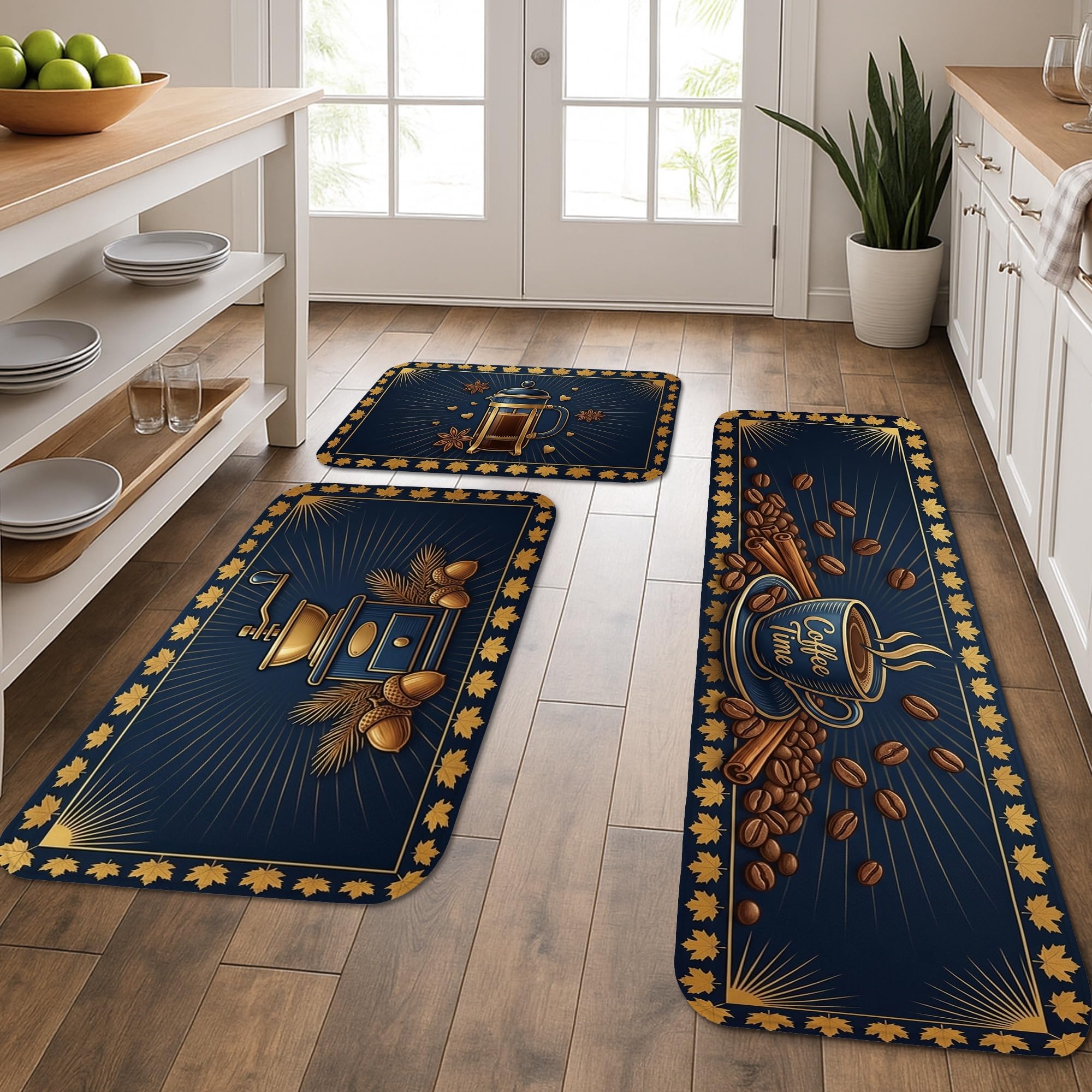 Tapis de cuisine doux lavables pour éliminer le sol froid et protéger l'évier en lot de 3