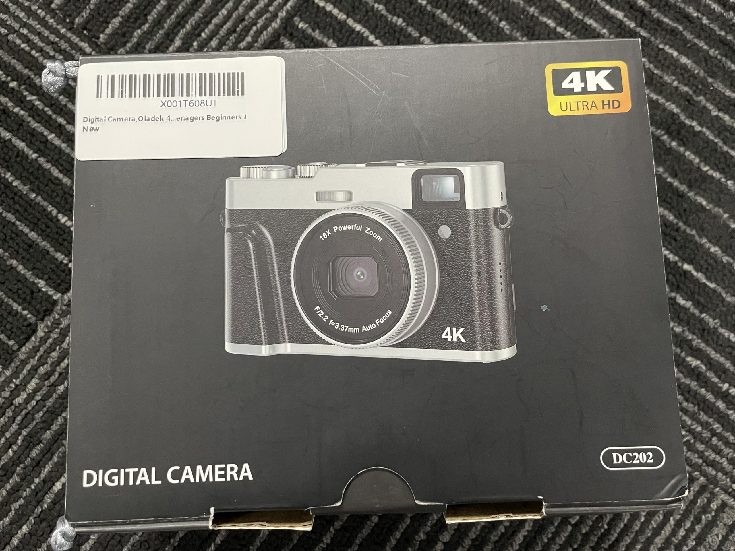 Digitalkamera,Oiadek 4K 48MP Autofocus Fotokamera mit 32GB Speicherkarte 16X Digitalzoom,2.8 Zoll Kompaktkamera mit drehbarem Armaturenbrett und Sucher für Teenager Anfänger Erwachsene Black
