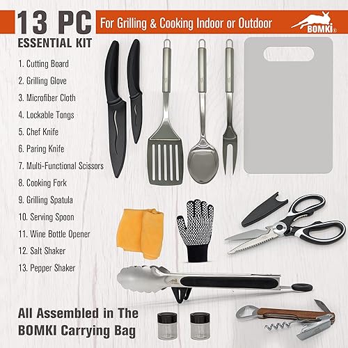 Miniatura 4 de Juego de utensilios de cocina para asar y acampar al aire libre, barbacoa, juego de utensilios de cocina para camping, accesorios de cocina,