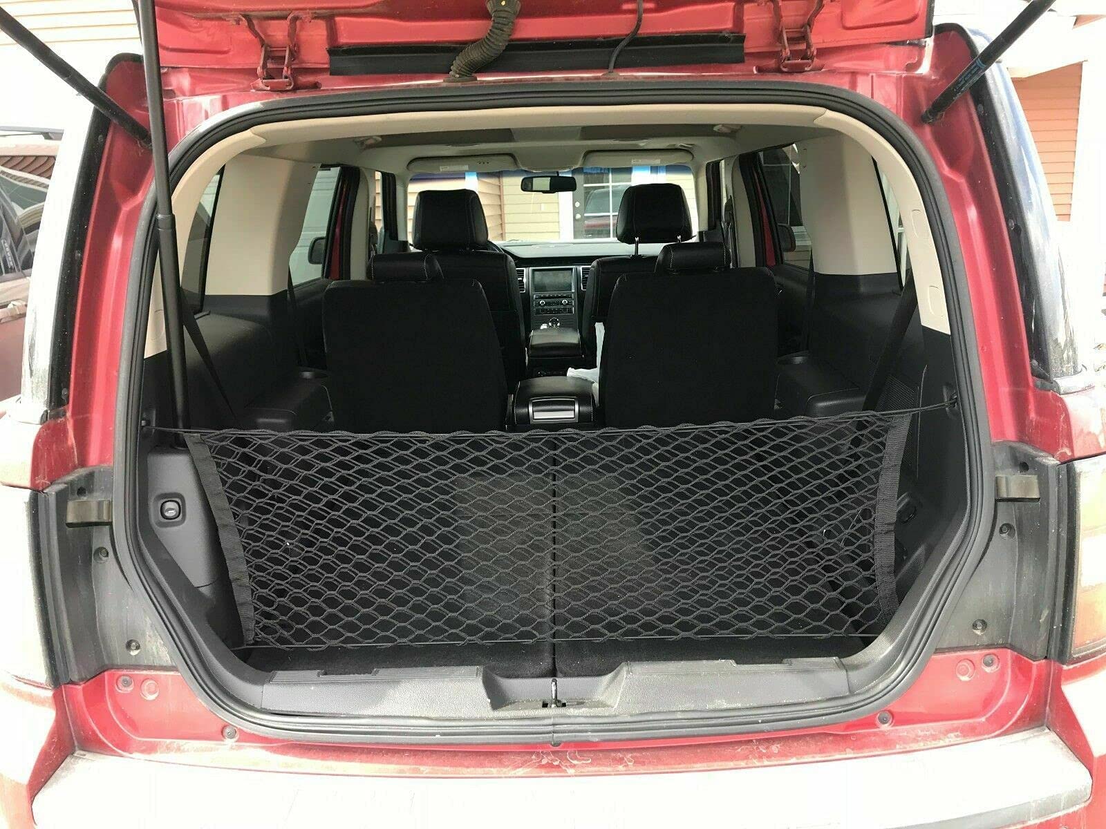 EACCESSORIES EA Rear Trunk Organizer Cargo Net for Ford Flex 2009-2020 – Envelope Style Cargo Net for SUV - Premium Mesh Elastic Car Trunk Organizer