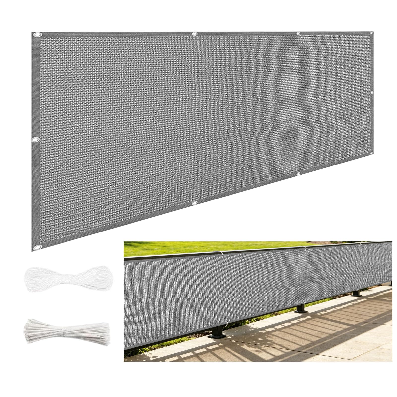 Brise vue sur mesure 270 x 270 cm opaque résistant au vent gris
