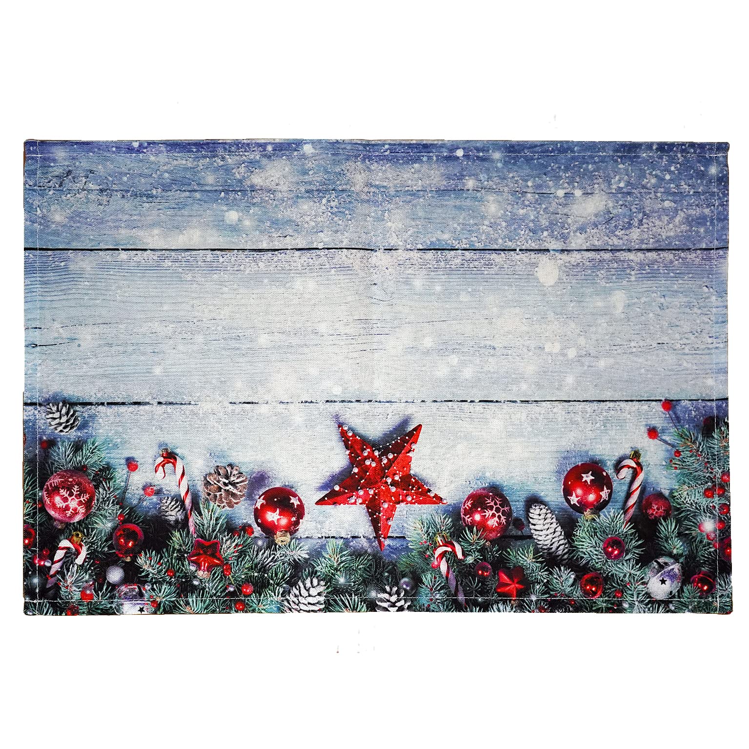 texpot Placemat 30 x 45 cm 100% Polyester Christmas Stars on Wood White, Christmas Stars on Wood, White