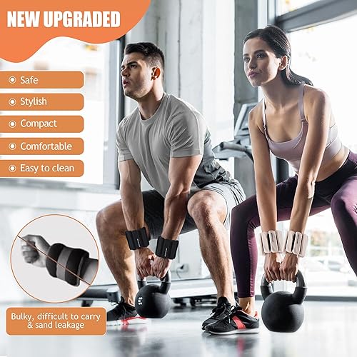 Miniatura 3 de Juego de 2 pesas para tobillo (1 libra2 libras cada una) para mujeres y hombres, pulsera ajustable para gimnasio en casa, brazaletes con peso,
