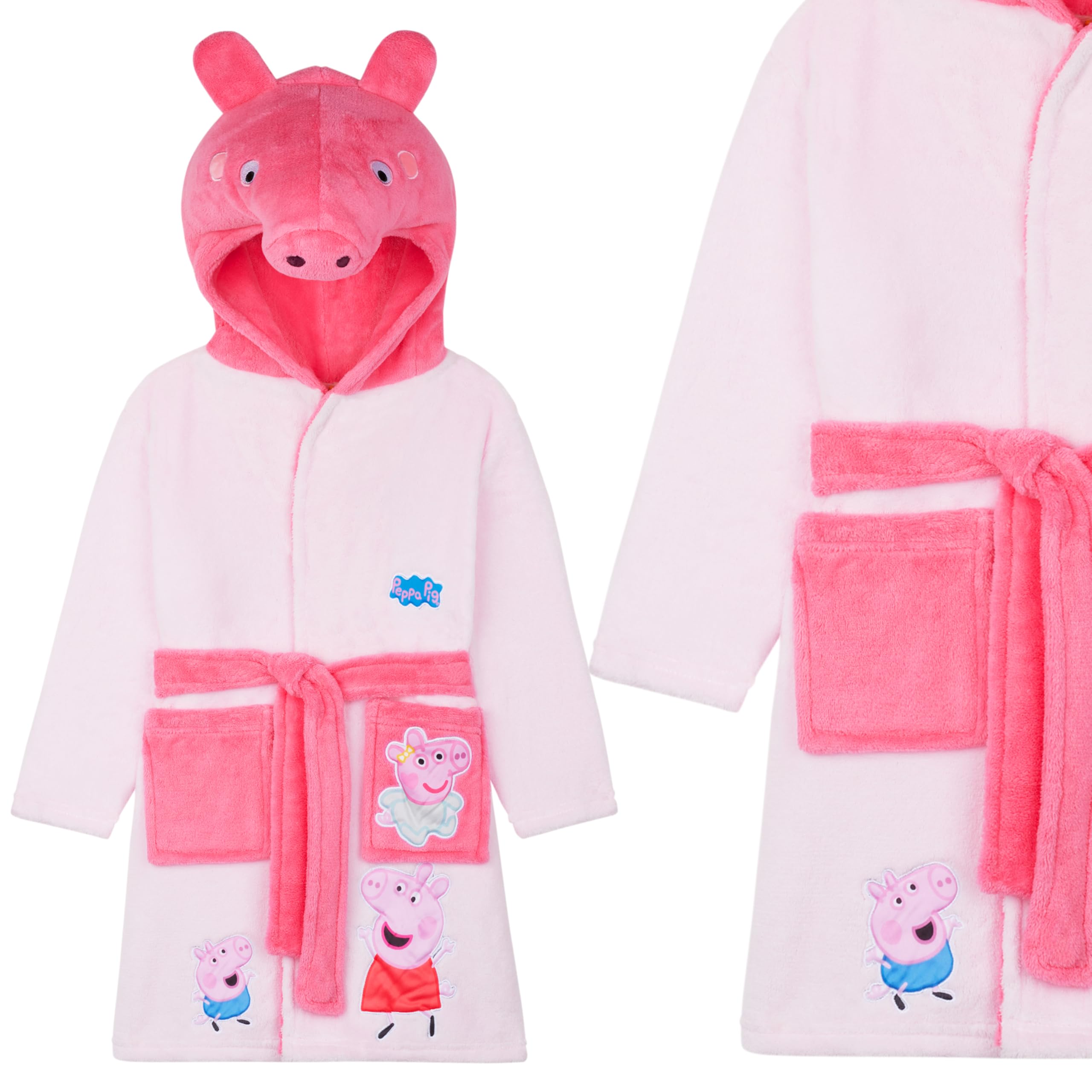 Peppa Pig Robe de Chambre les Tout-Petits et les Filles, Peignoir de bain Polaire à Capuche Ultra Doux, Cadeau Fille