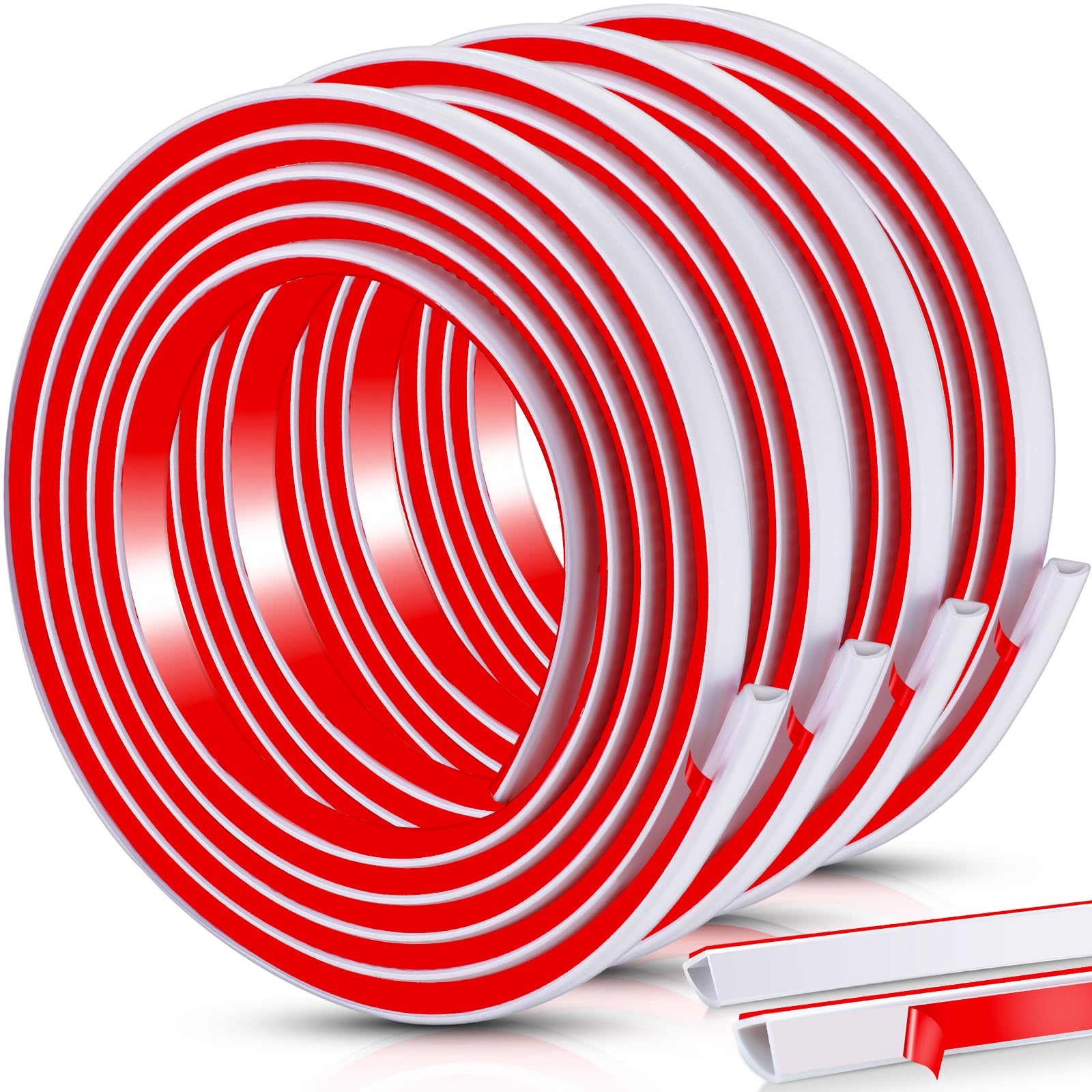 4 Rolls Flexible Trim Caulk Strip Peel and Stick Trim Quarter Round Molding Trim for Backsplash Adhesive Trim Caulk Strip for Tile Edge, Kitchen Backsplash, Mirror Frame (1/2 Inch)