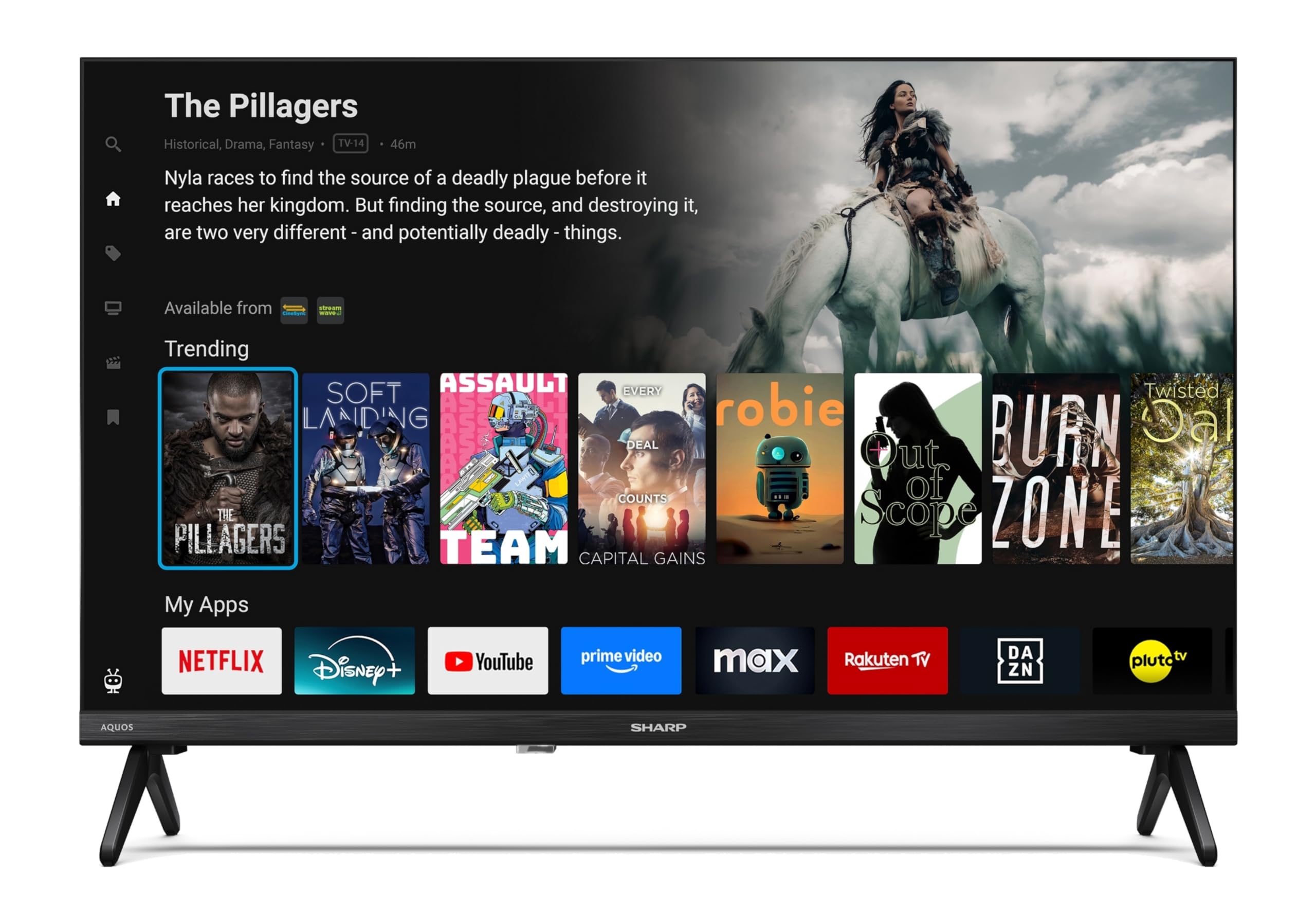 Sharp Televisor Smart TV Powered by TiVo de 24 pulgadas, HDR TV con resolución HD y triple sintonizador, TV LED 24HE2745E (2026)