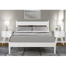 Camaflexi Mid-Century Panel Bed - King Size - White Finish