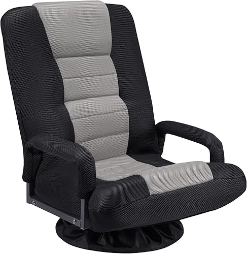 Silla giratoria para juegos con reposabrazos, sofá reclinable plegable de video con 6 posiciones ajustables, respaldo acolchado y cojín, sofá