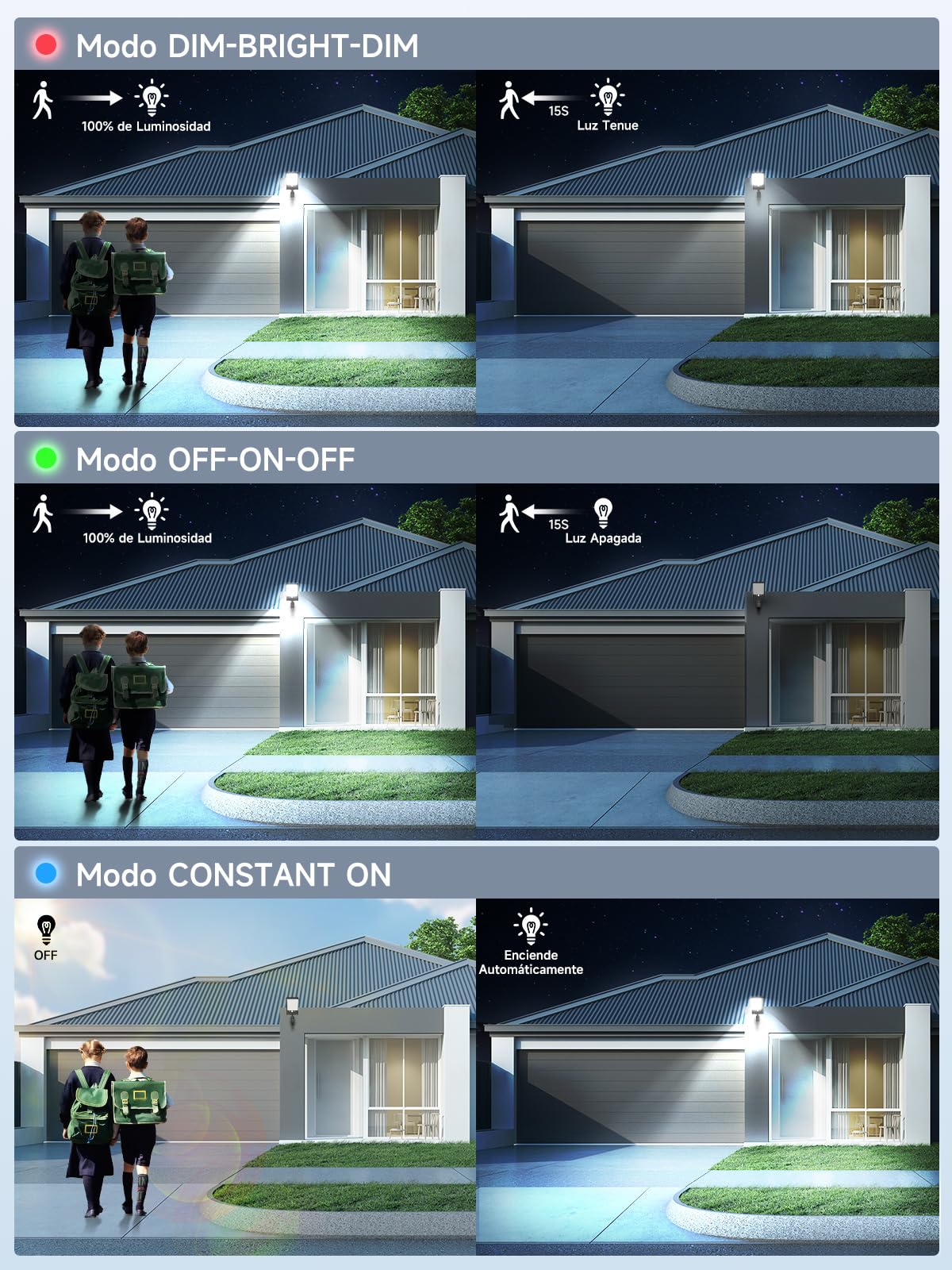 Foco Solar Exterior, COLBOR Farolas Solares LED Pared Jardín con Sensor de Movimiento con 3 Modos Ajustables IP65 Farolas Potente Impermeable con Control Remoto, Foco-Solar-Exterior-Farola-Luz