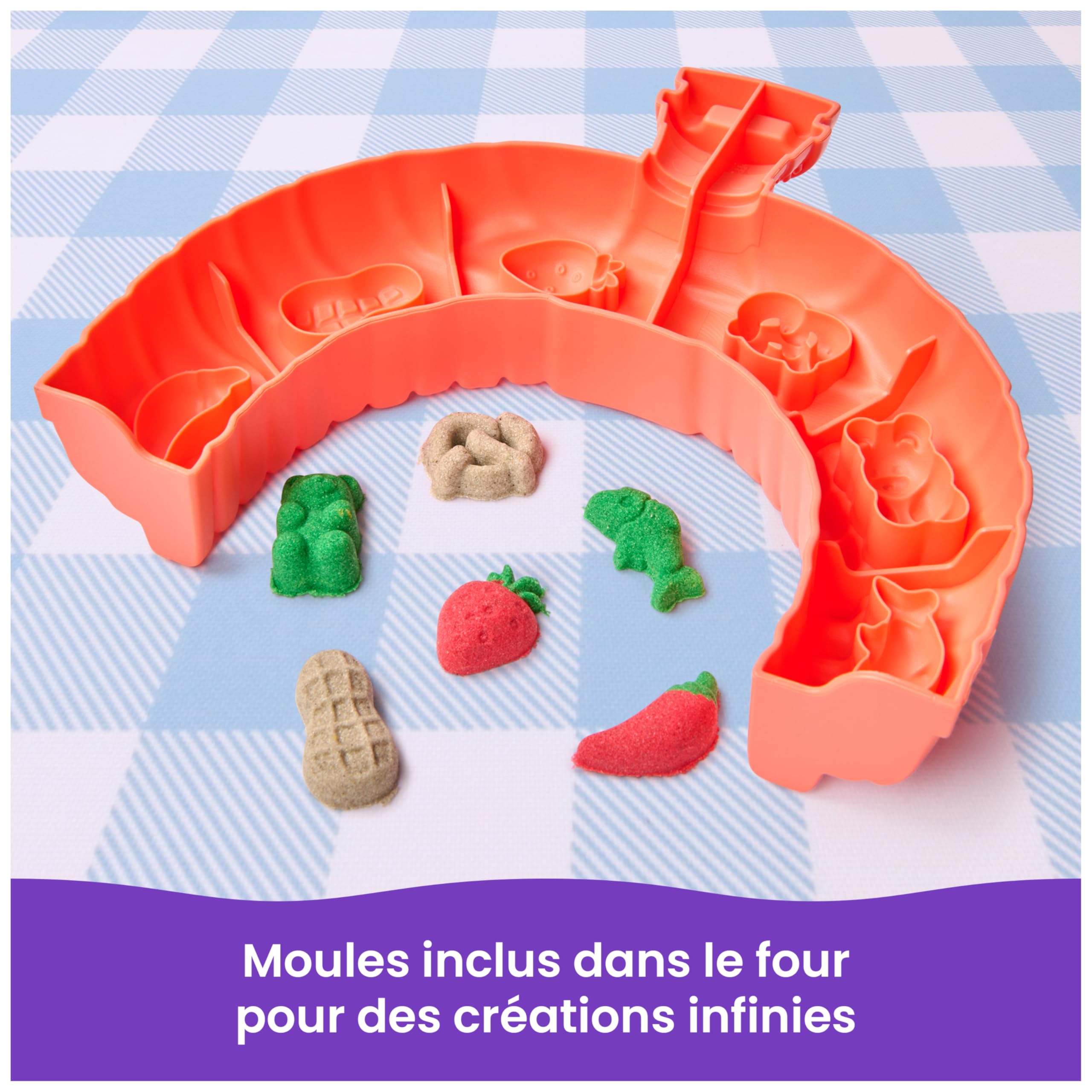 Kinetic Sand Sable Magique - Atelier À Pizza Magique 453 G + 2 Accessoires - Sculptez à l'Infini ce Sable Coloré comme de la Pâte à Modeler - Jouet Sensoriel - Jouet Enfant 5 Ans Et +