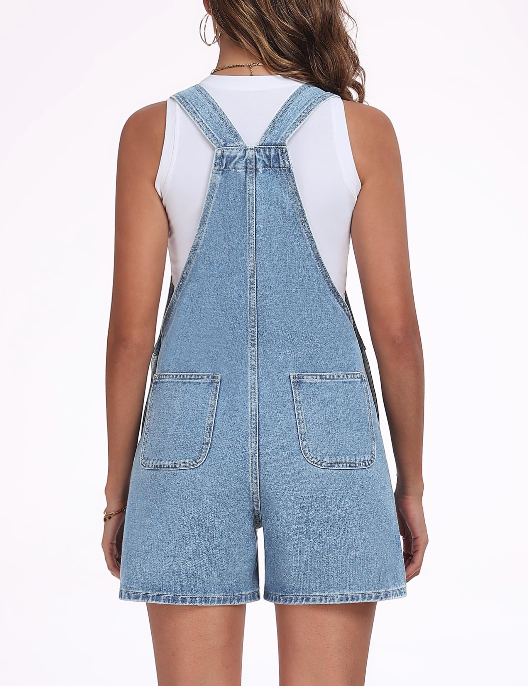 Fengbay Latzhose Damen Kurz Jeans Overall Casual Sommer Baggy Bib Denim Shorts Jumpsuits Mit Verstellbare Trägern Mode