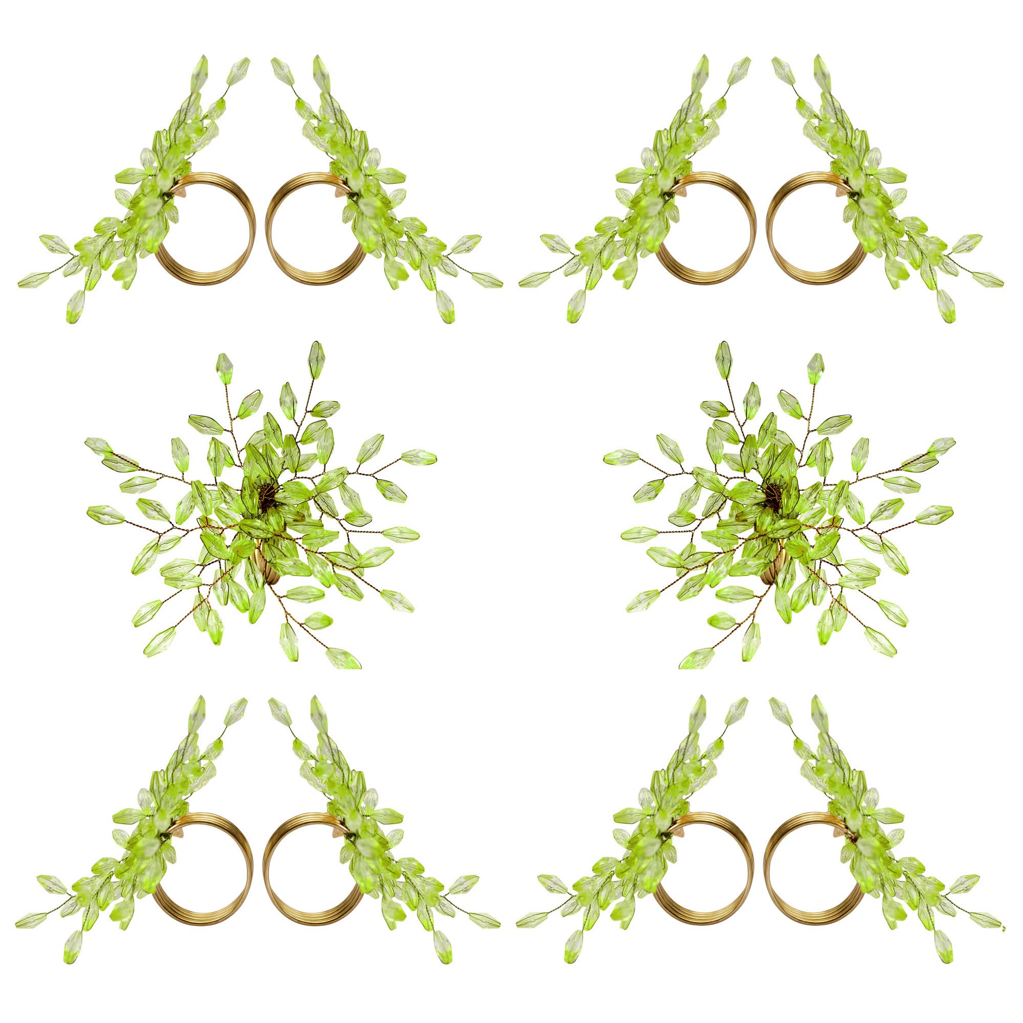 ITOS365 Set di 12 portatovaglioli per tavolo da pranzo, decorazione per feste, uso quotidiano, in metallo, verde foglia (confezione da 12)