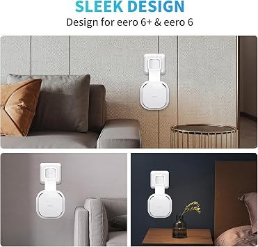 Wall Mount Holder for Eero 6 and Eero 6+ Router Mesh Wi-Fi System - Mess Free Wiring, Space Saving Outlet Wall Mount Holder for Eero 6 Plus Extender, Stand Bracket for Eero 6+ White-2 Piece