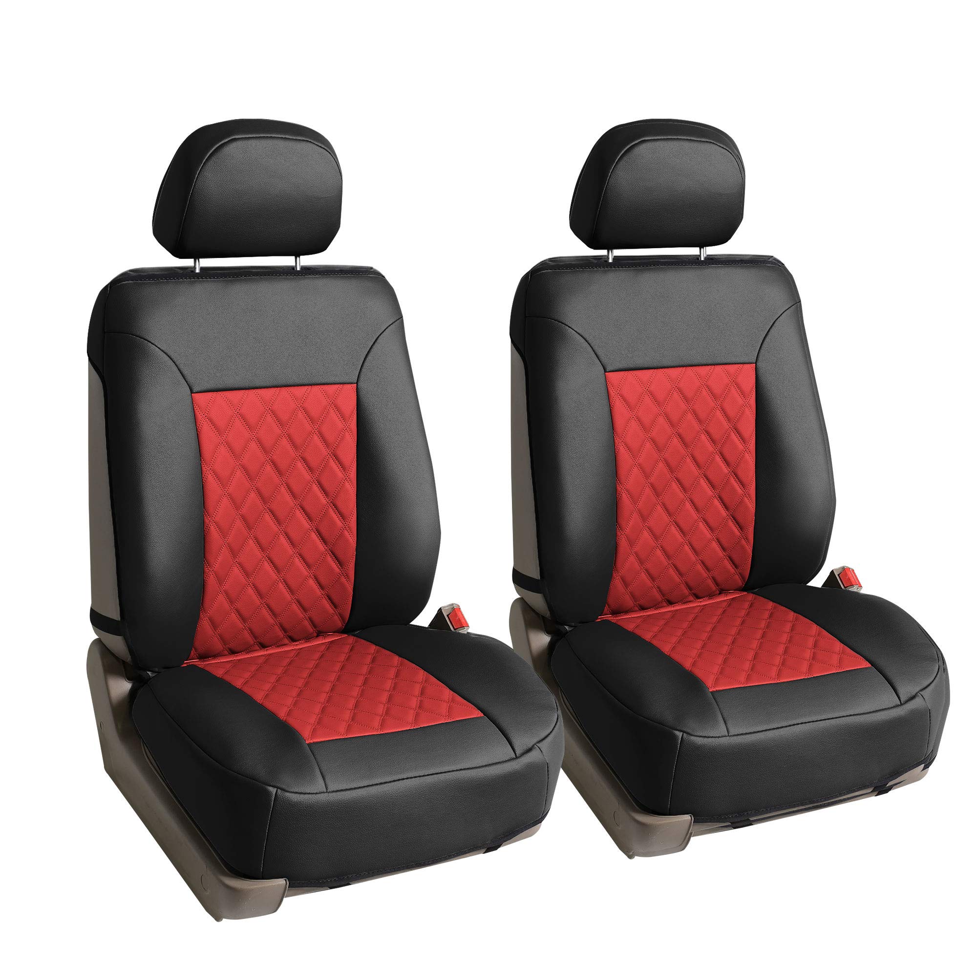TLH Quality Neosupreme Deluxe Diamond Pattern Red Black Seat Cushions Front, Airbag Compatible, Water Resistant Automotive Car Seat Cover Cushion, Universal Fit for Cars, Auto, Trucks, SUV