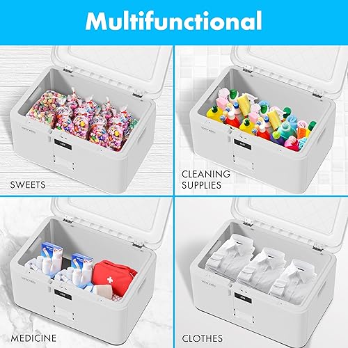 Miniatura 6 de SereneLife Caja de almacenamiento con cerradura, baúl de almacenamiento de capacidad de 21 galones con cerradura de combinación, contenedor de