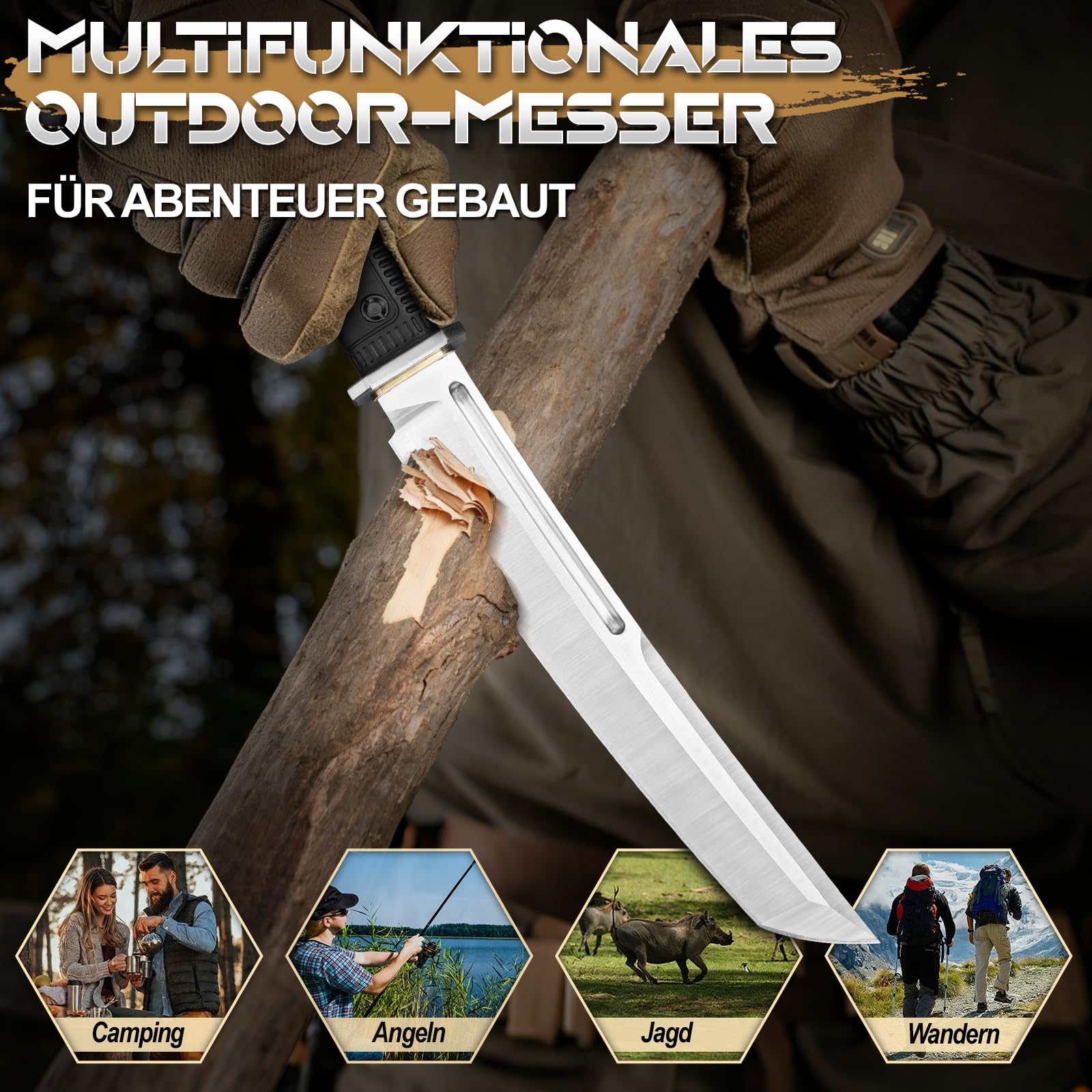 Purple Dragon Tanto Messer Japan - Messer Outdoor mit G10 Griff - D2 Stahl | 6mm Klingenrücken, Hohlkehle, G10 Griff, Aus einem Stück D2 Stahl handgeschmiedet, Geschenk für Männer,Messer Bushcraft