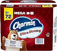 Charmin Ultra Strong Toilet Paper 18 Mega Rolls, 242 Sheets Each - 4X Stronger Wet, Septic Safe, Long Lasting