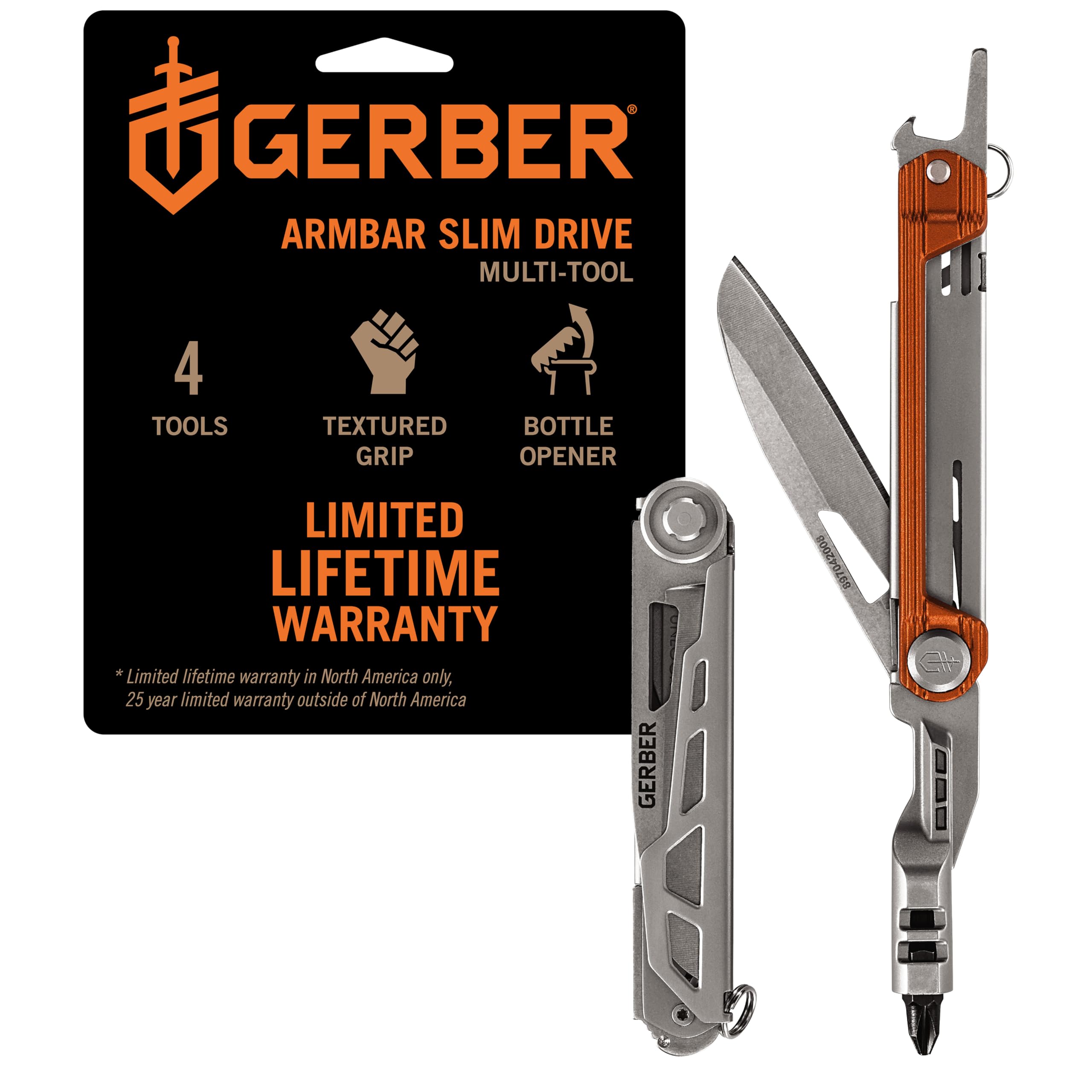 Gear Armbar Slim Drive Pocket Knife EDC Multitool with Screwdriver, Bottle Opener, Burnt Orange