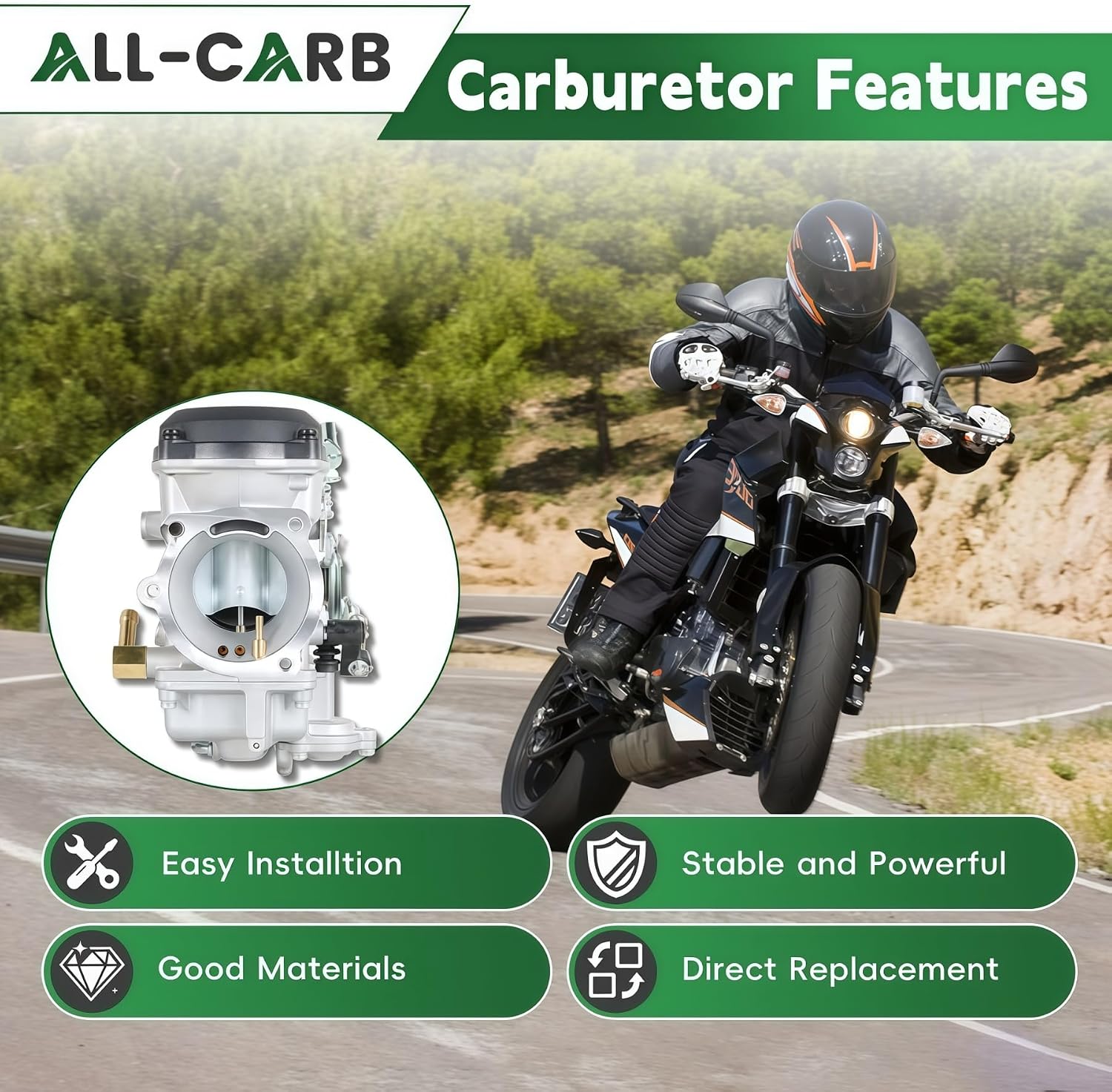 Carburetor 27490-04 Replacement for CV 40MM Dyna Glide Softail Low Rider Sportster XL883 XLH1200 Carb