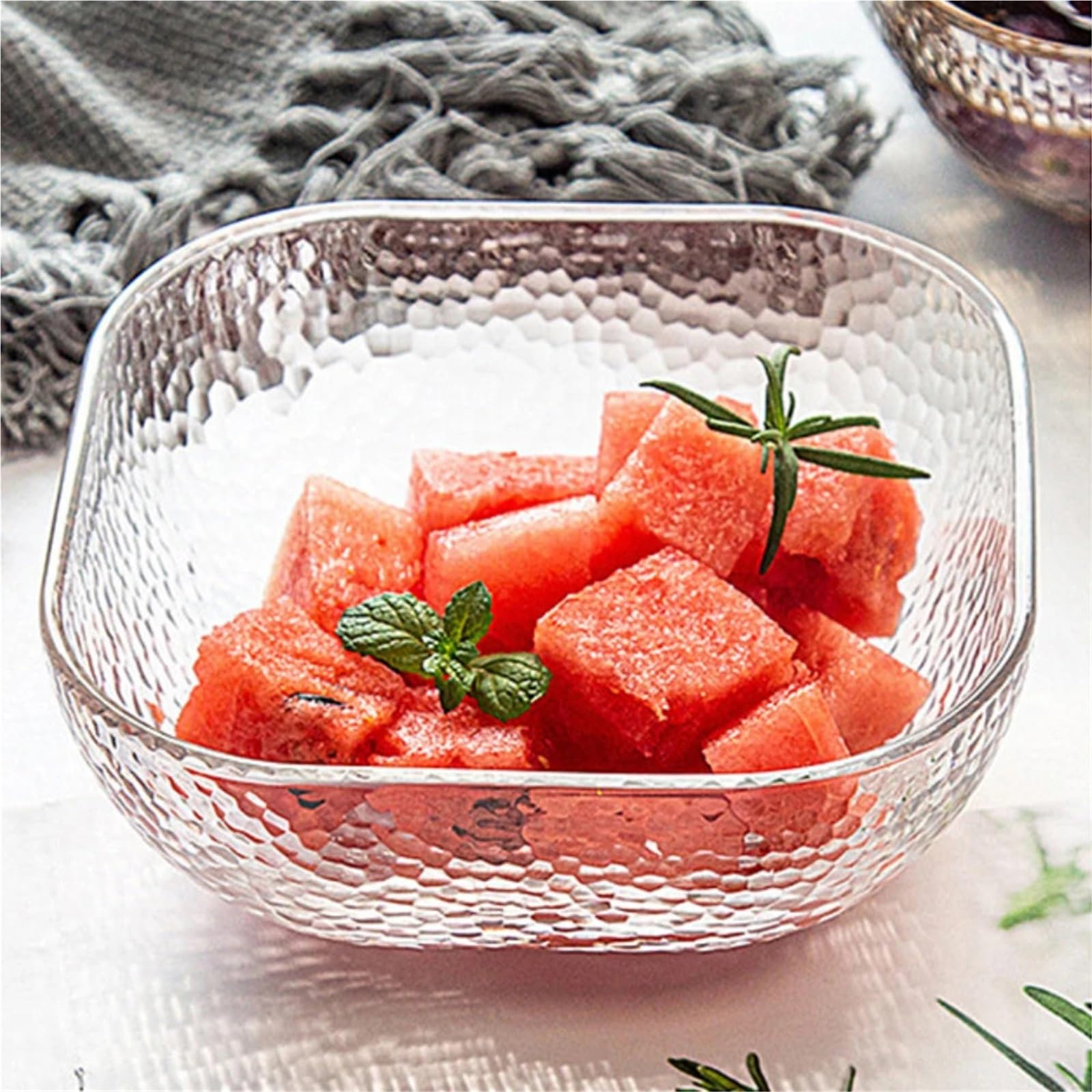 Ensaladeras Tazón de vidrio cuadrado, simplicidad moderna, Color sólido, contenedor de alimentos for el hogar, frutas, yogur, verduras, ensalada, helado, postres Para Cereales, Ensalada(Transparent La