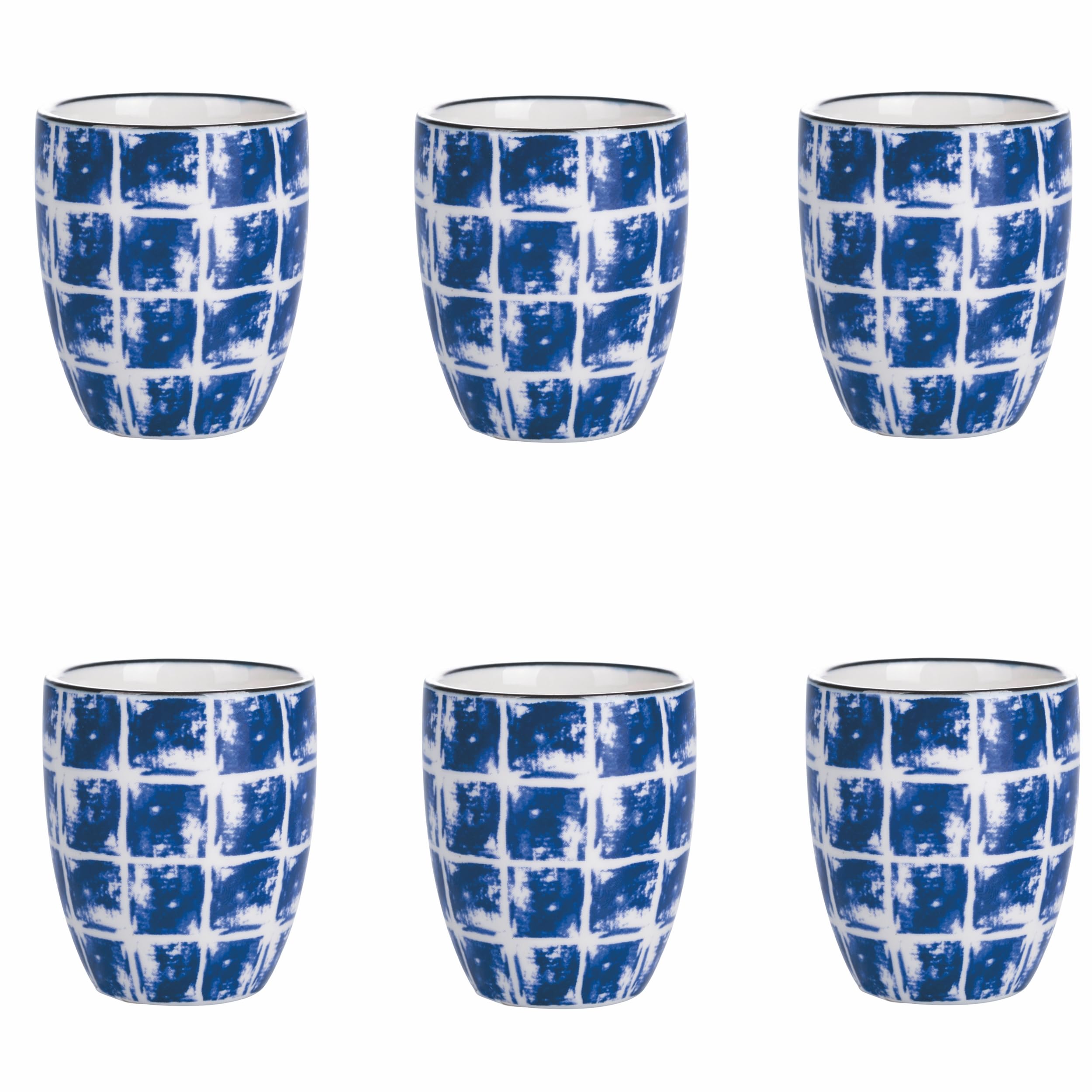 Villa d'Este Home Tivoli 1996 Set of 6 Coffee Cups 90 ml Stoneware Geometric Design Confusion