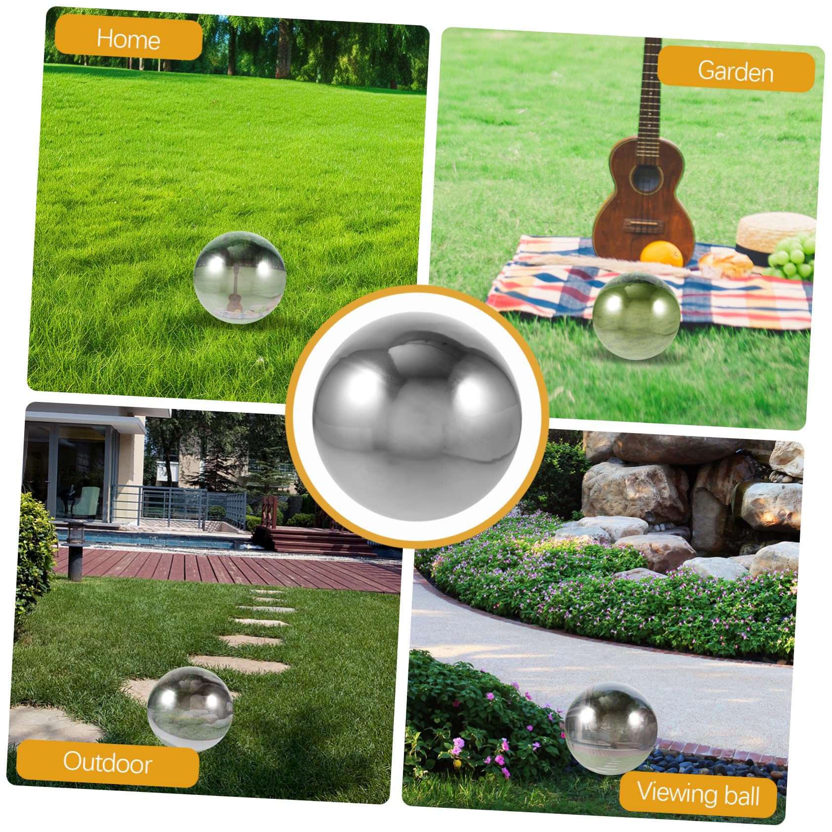 BESPORTBLE Bola De Espejo Pulido Esferas Reflectantes para Jardín Acero Inoxidable